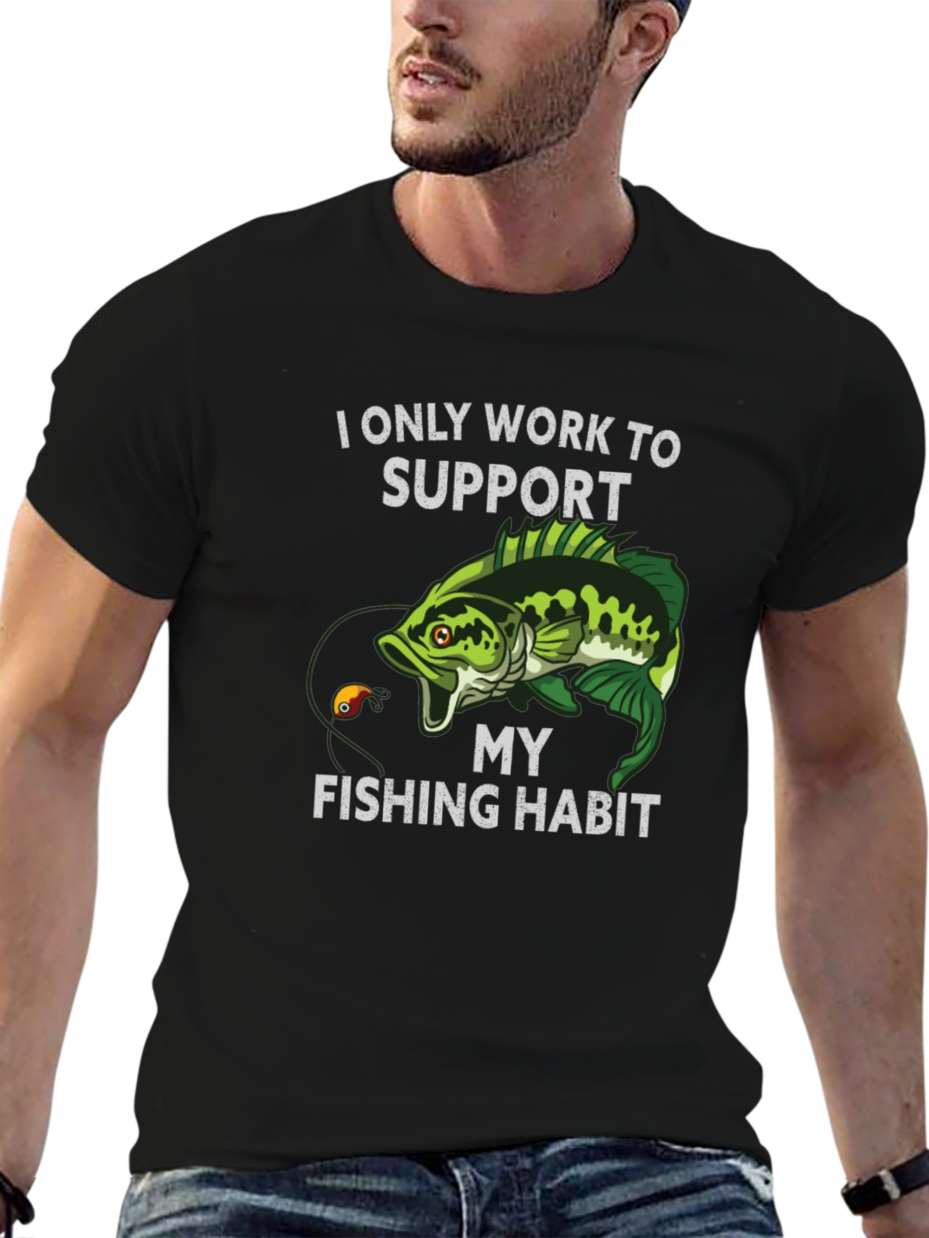 Fishing Habit T-Shirt - Black Graphic Tee