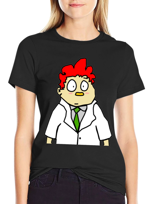 Cartoon Scientist Graphic Tee - Black