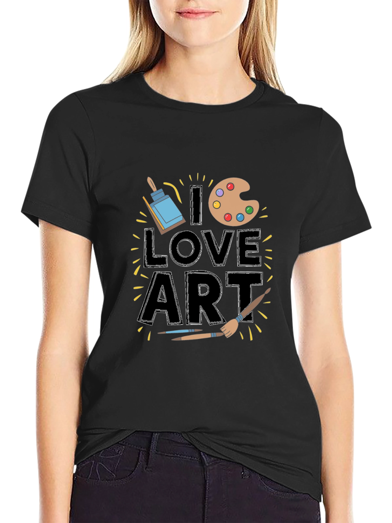 I Love Art T-Shirt - Black Short Sleeve