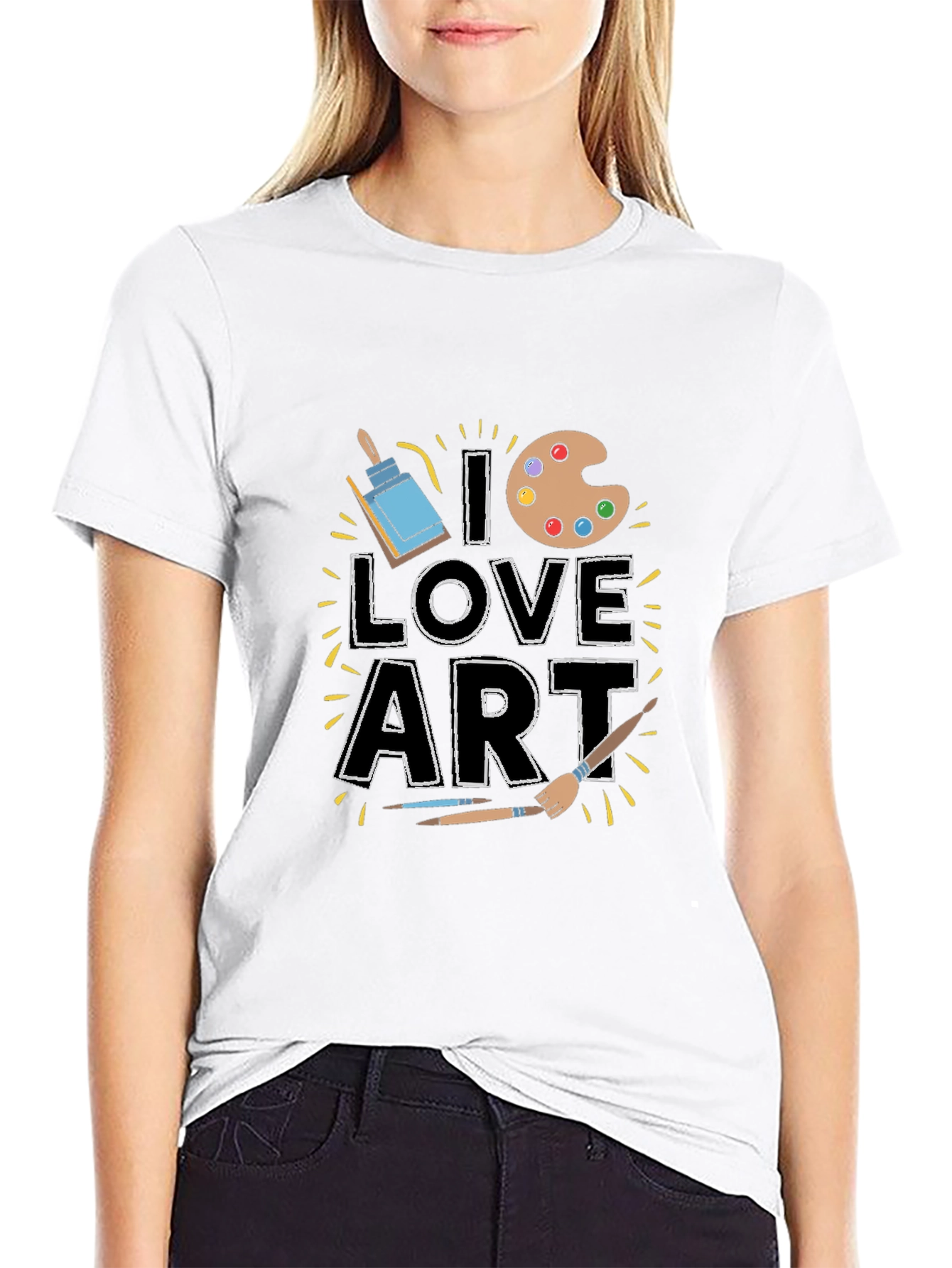 I Love Art T-Shirt - Black Short Sleeve