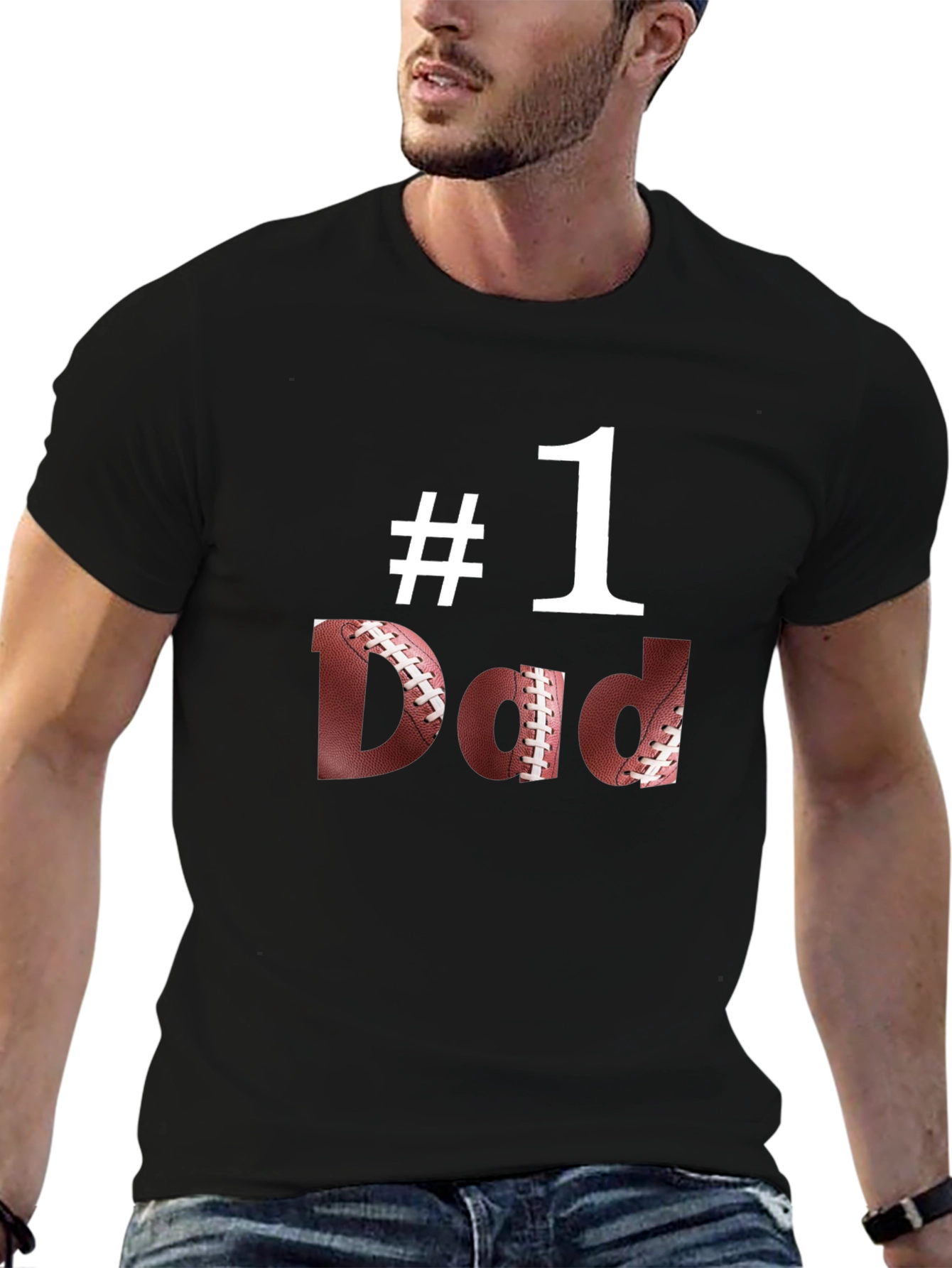 #1 Dad Football T-Shirt - Fathers Day Gift