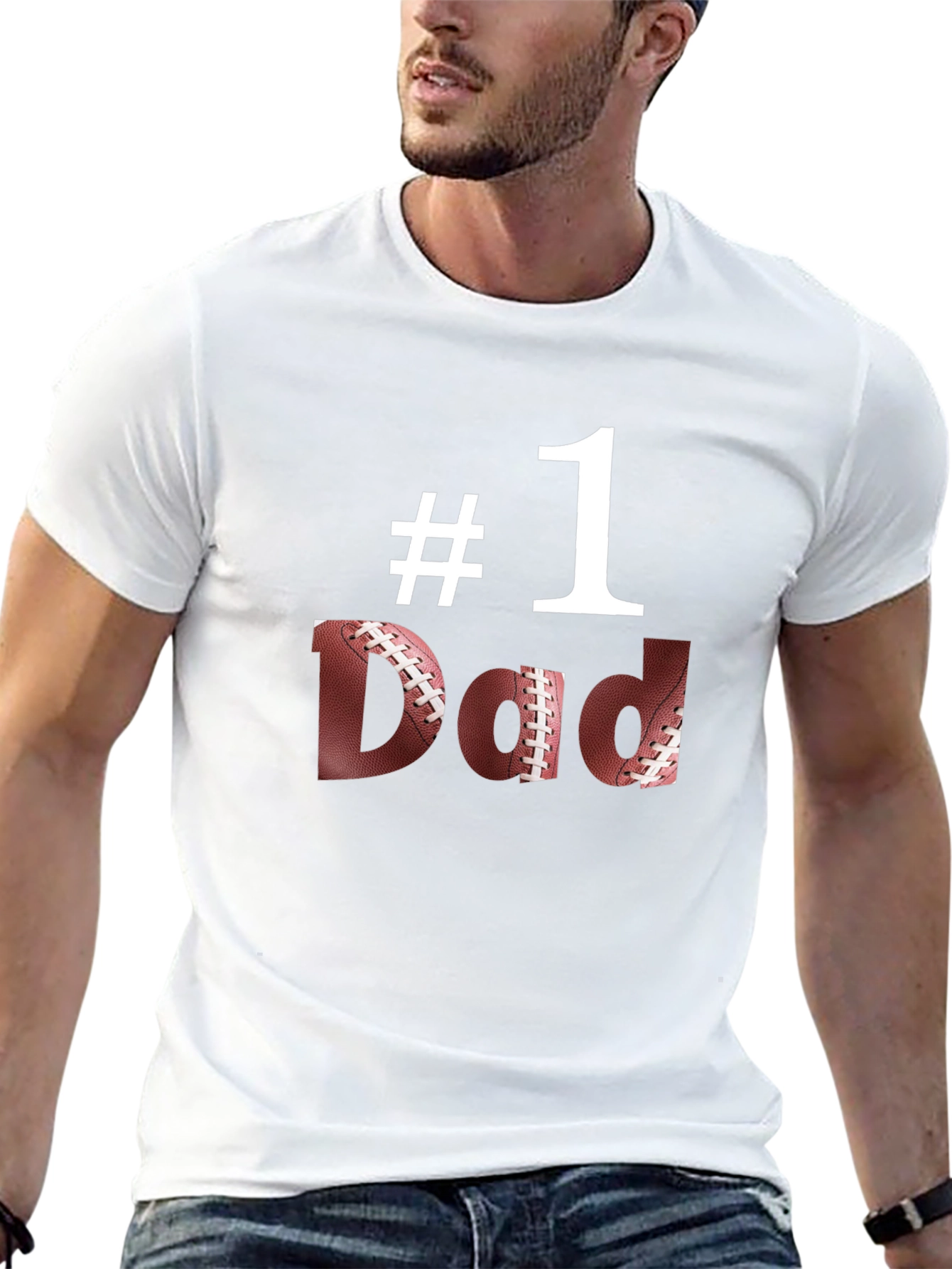 #1 Dad Football T-Shirt - Fathers Day Gift