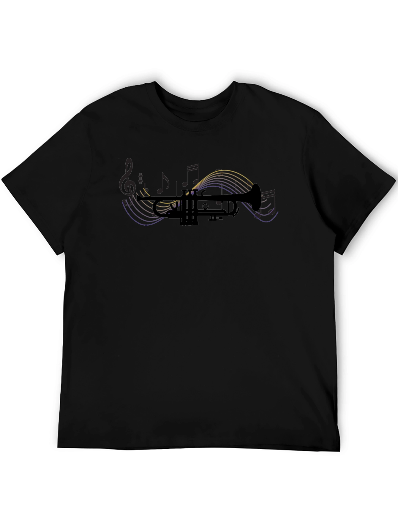 Trumpet Silhouette Music Notes Graphic T-Shirt