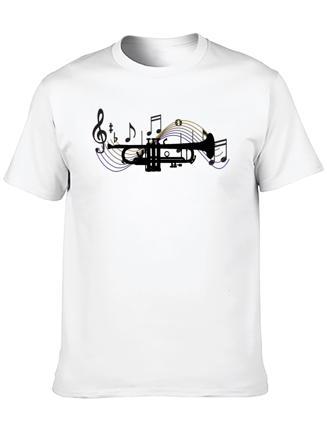 Trumpet Silhouette Music Notes Graphic T-Shirt