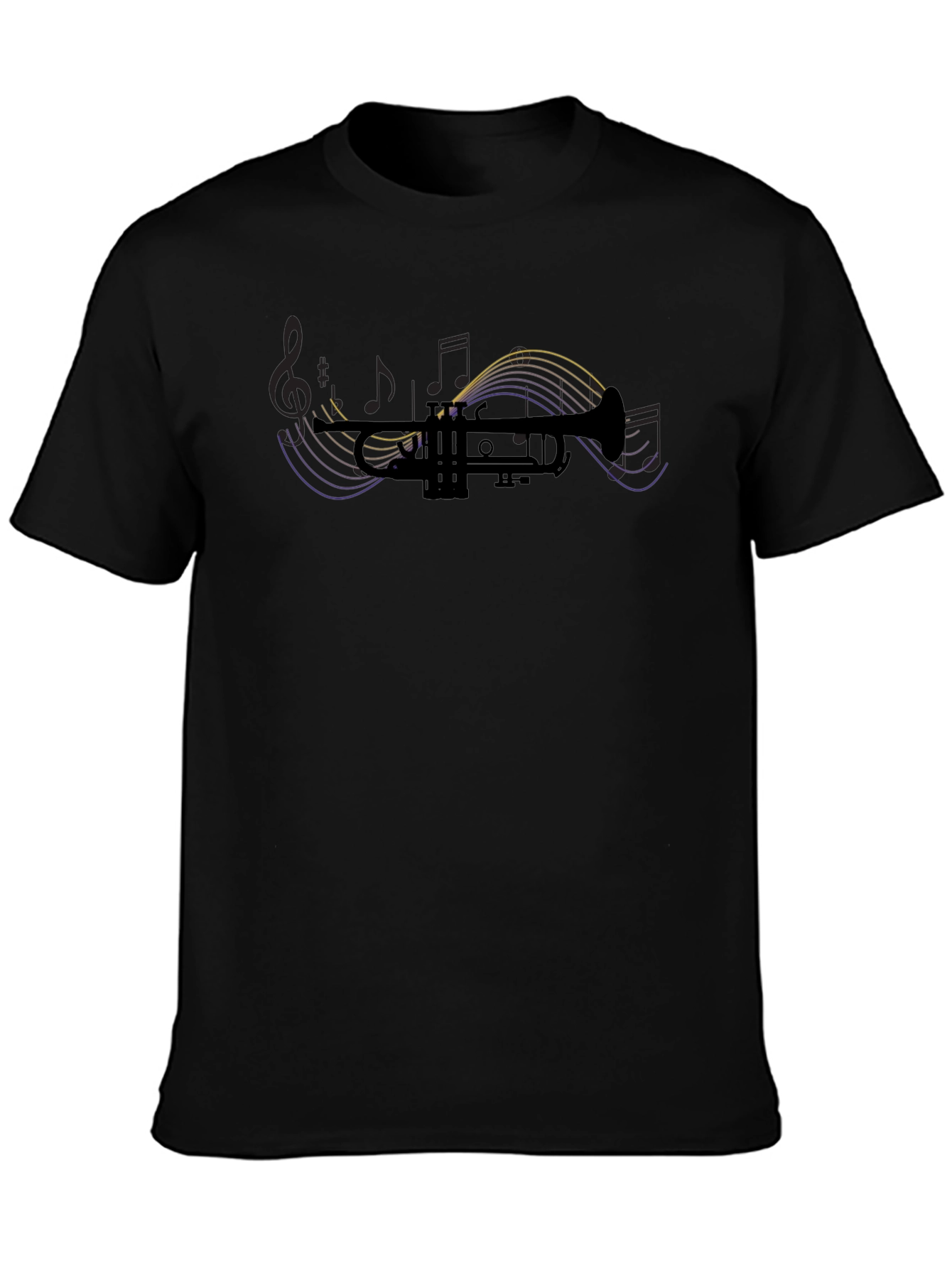 Trumpet Silhouette Music Notes Graphic T-Shirt