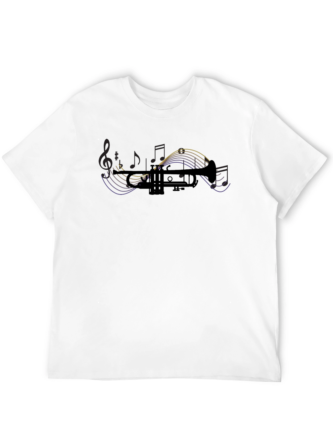 Trumpet Silhouette Music Notes Graphic T-Shirt