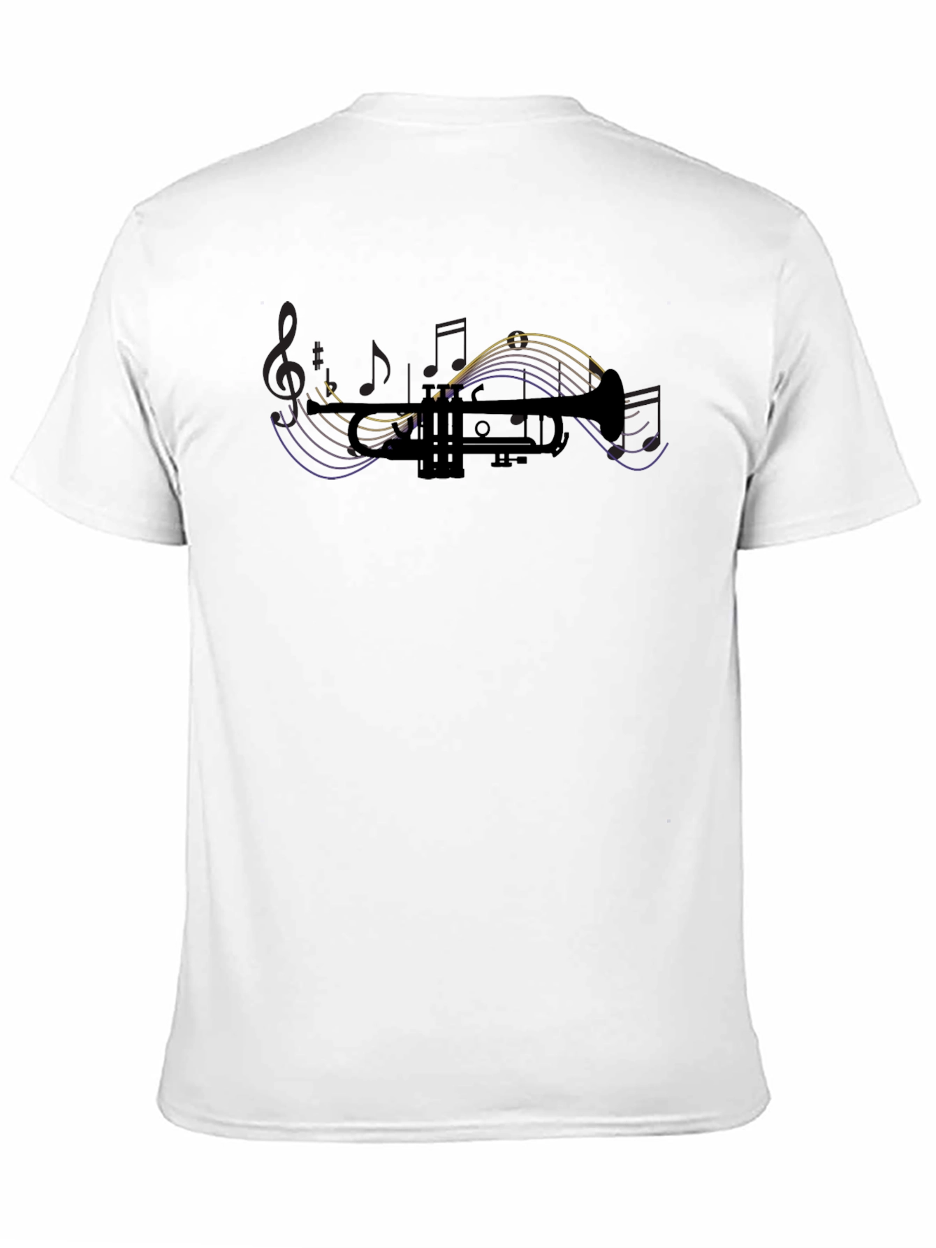 Trumpet Silhouette Music Notes Graphic T-Shirt