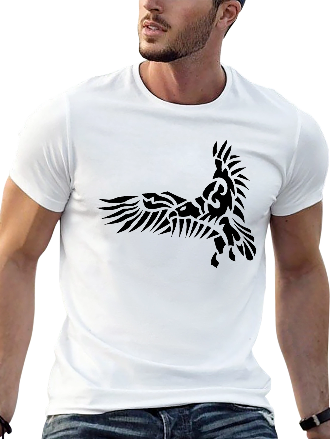 Tribal Raven Graphic Black T-Shirt