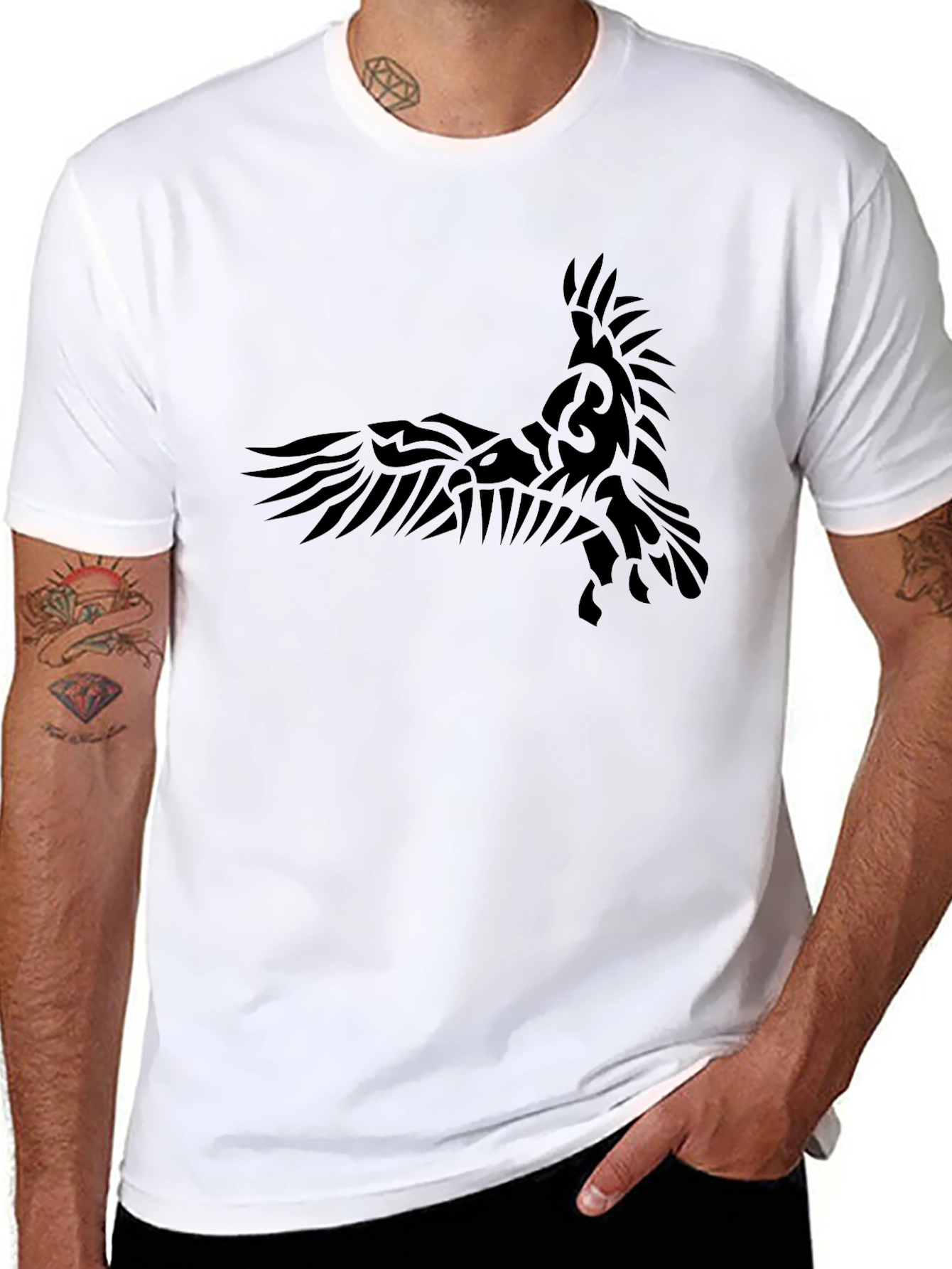 Tribal Raven Graphic Black T-Shirt