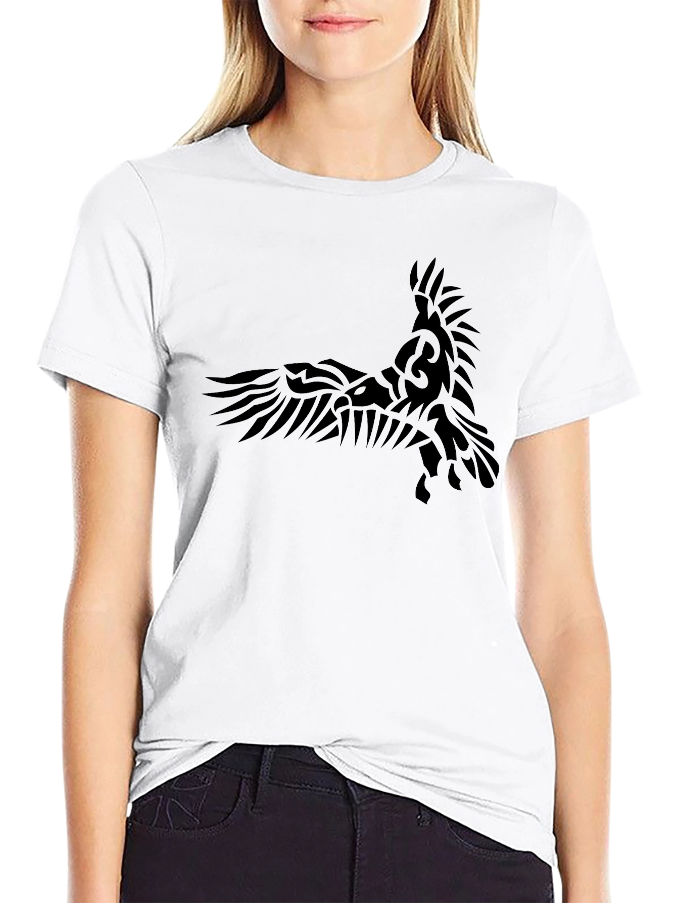 Tribal Raven Graphic Black T-Shirt