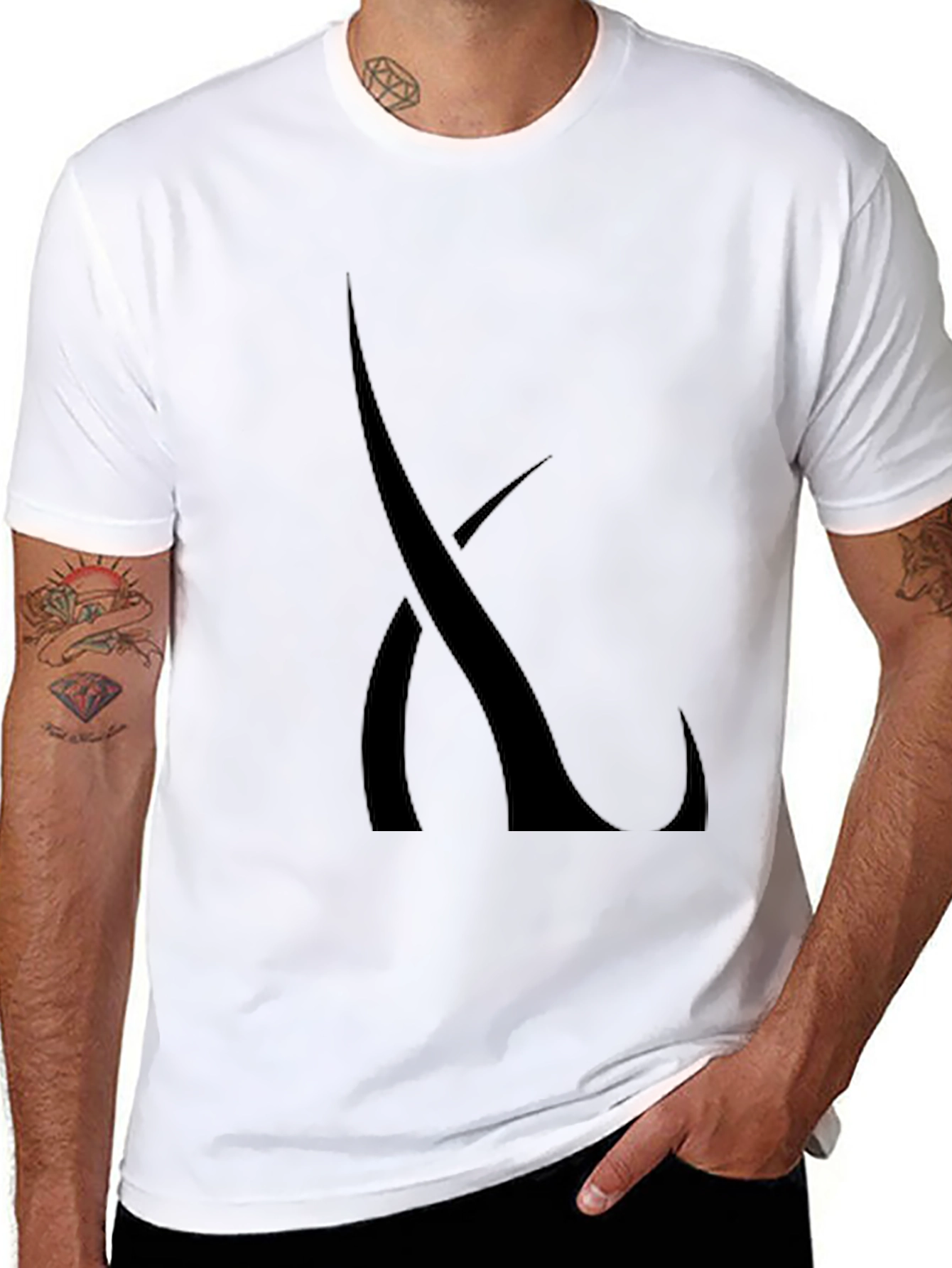 Mens Black Graphic Tee - Abstract Design