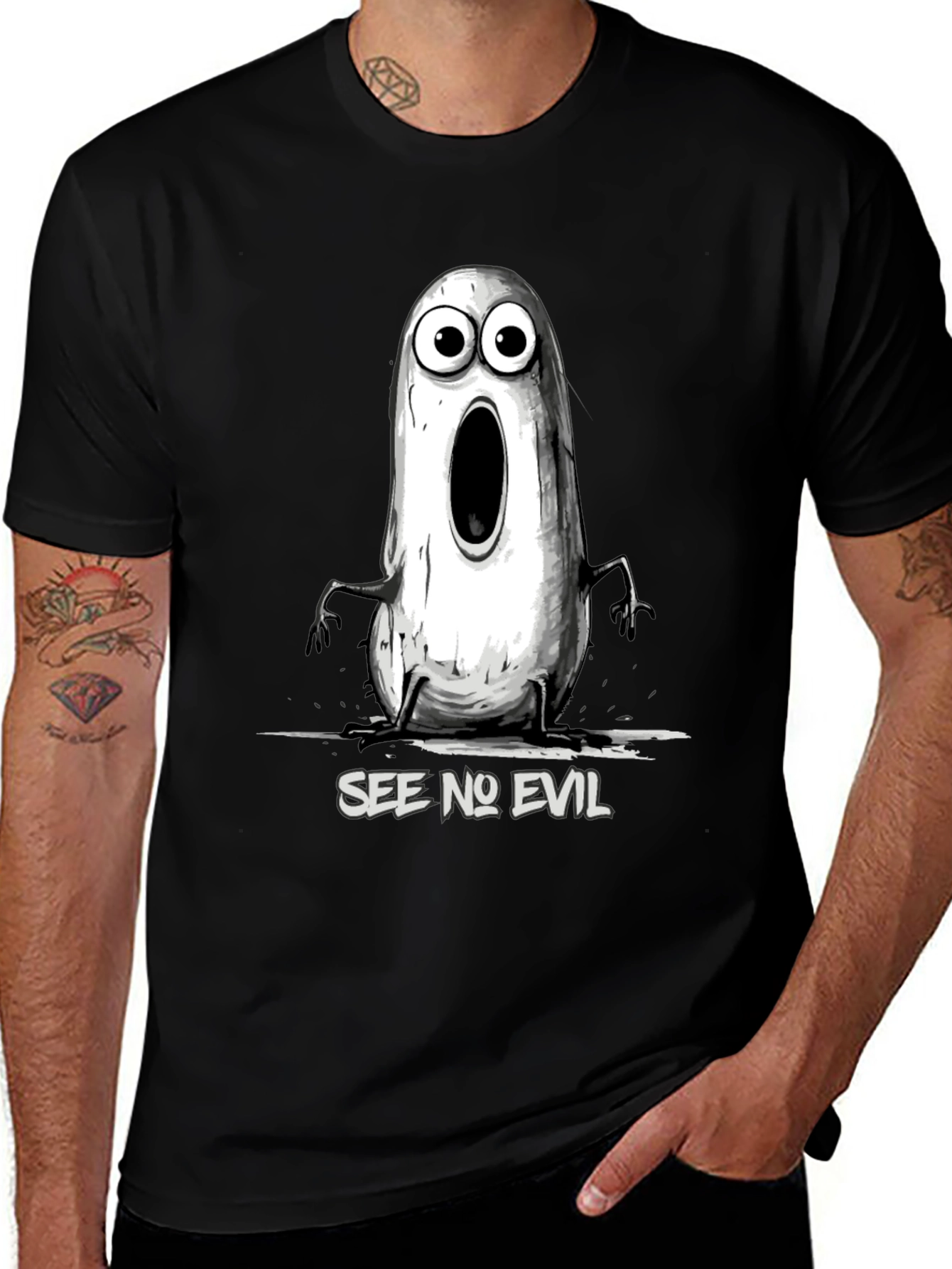 See No Evil Graphic T-Shirt - Mens Black Tee
