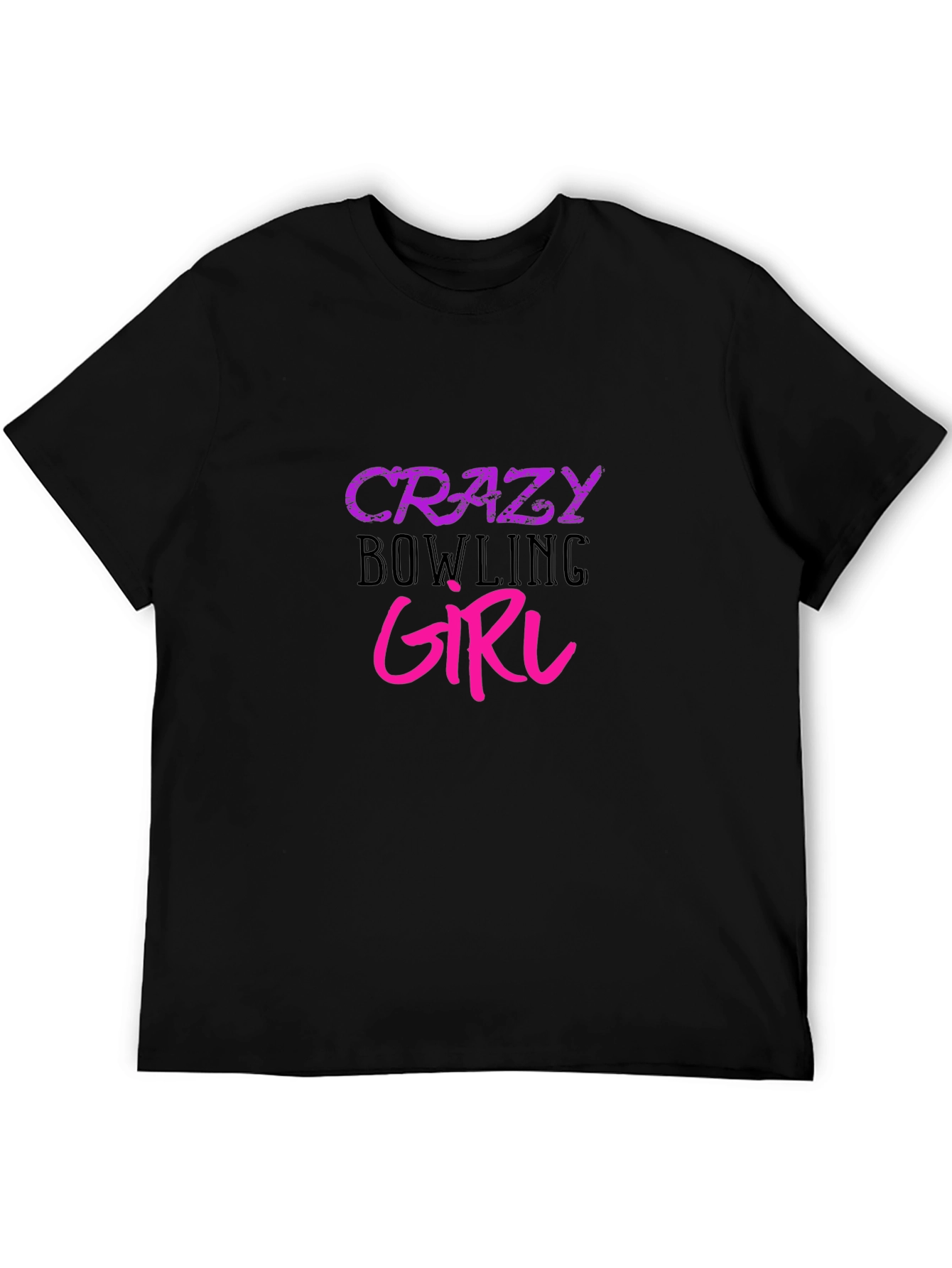 Crazy Bowling Girl Graphic Tee - Black