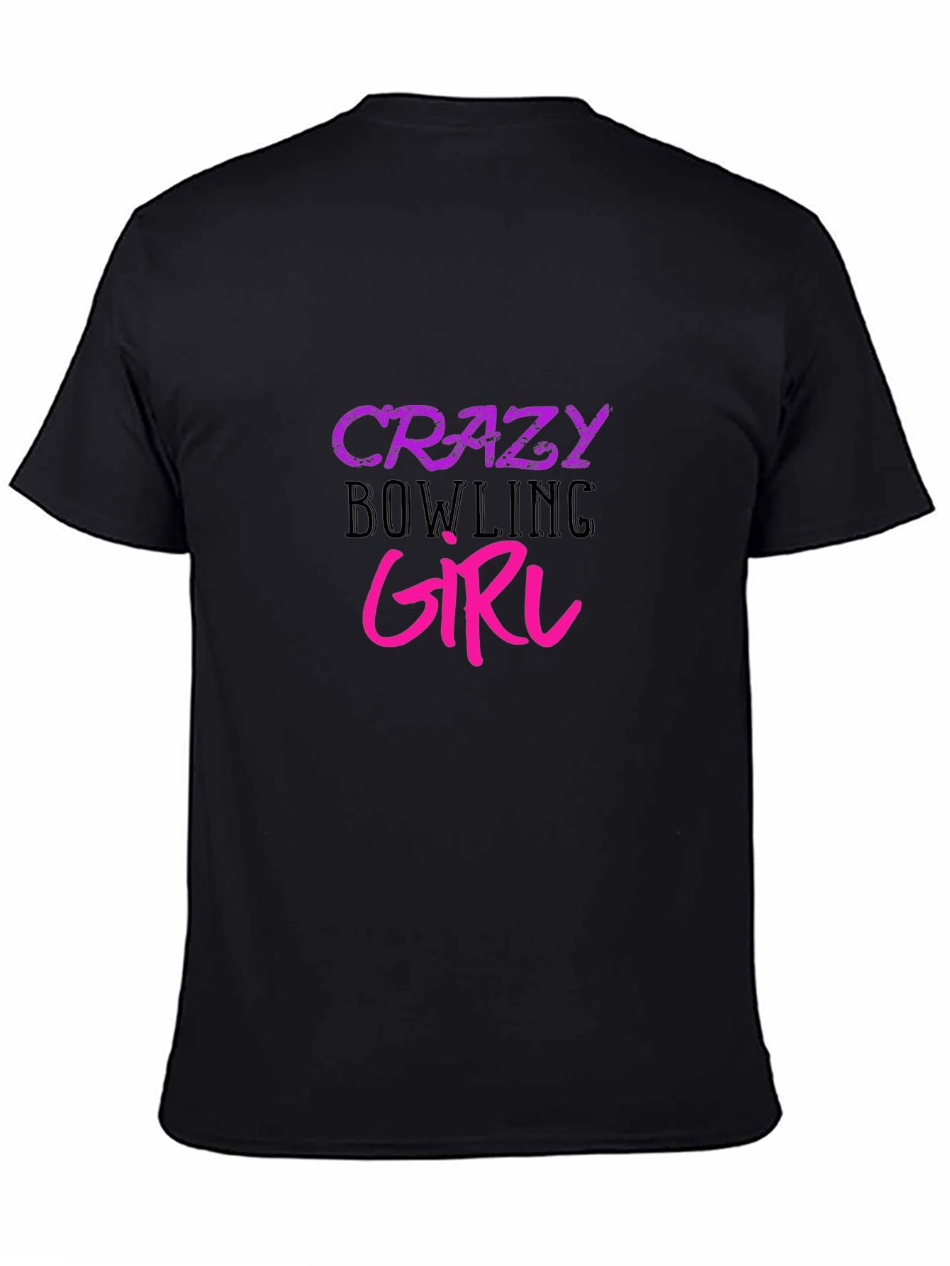 Crazy Bowling Girl Graphic Tee - Black