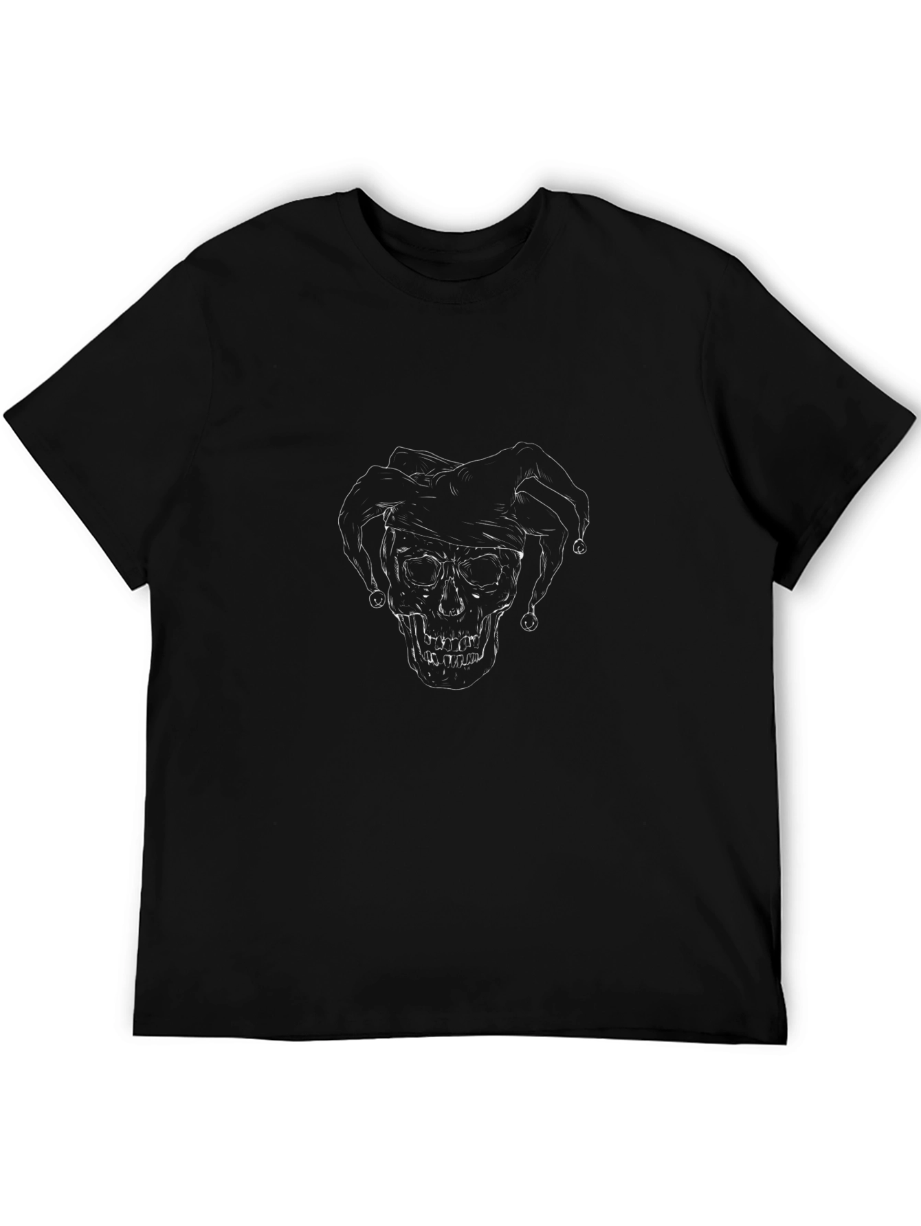 Jester Skull Graphic Tee - Black Cotton T-Shirt