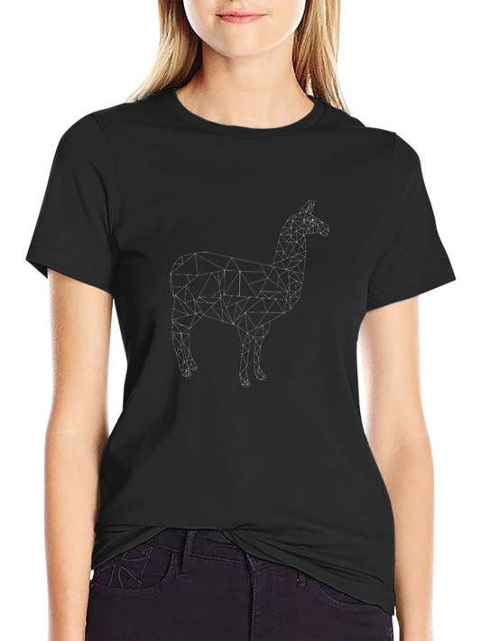 Geometric Llama Graphic Tee - Stylish Black T-Shirt