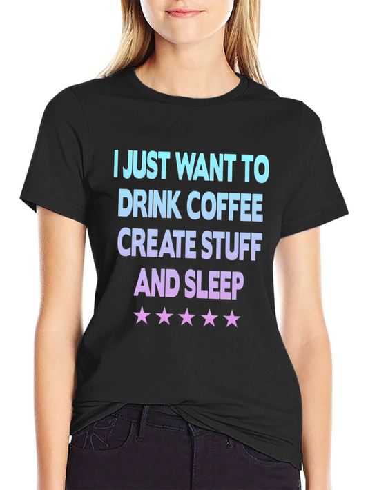 Coffee Create Sleep Graphic Tee - Black Cotton Blend
