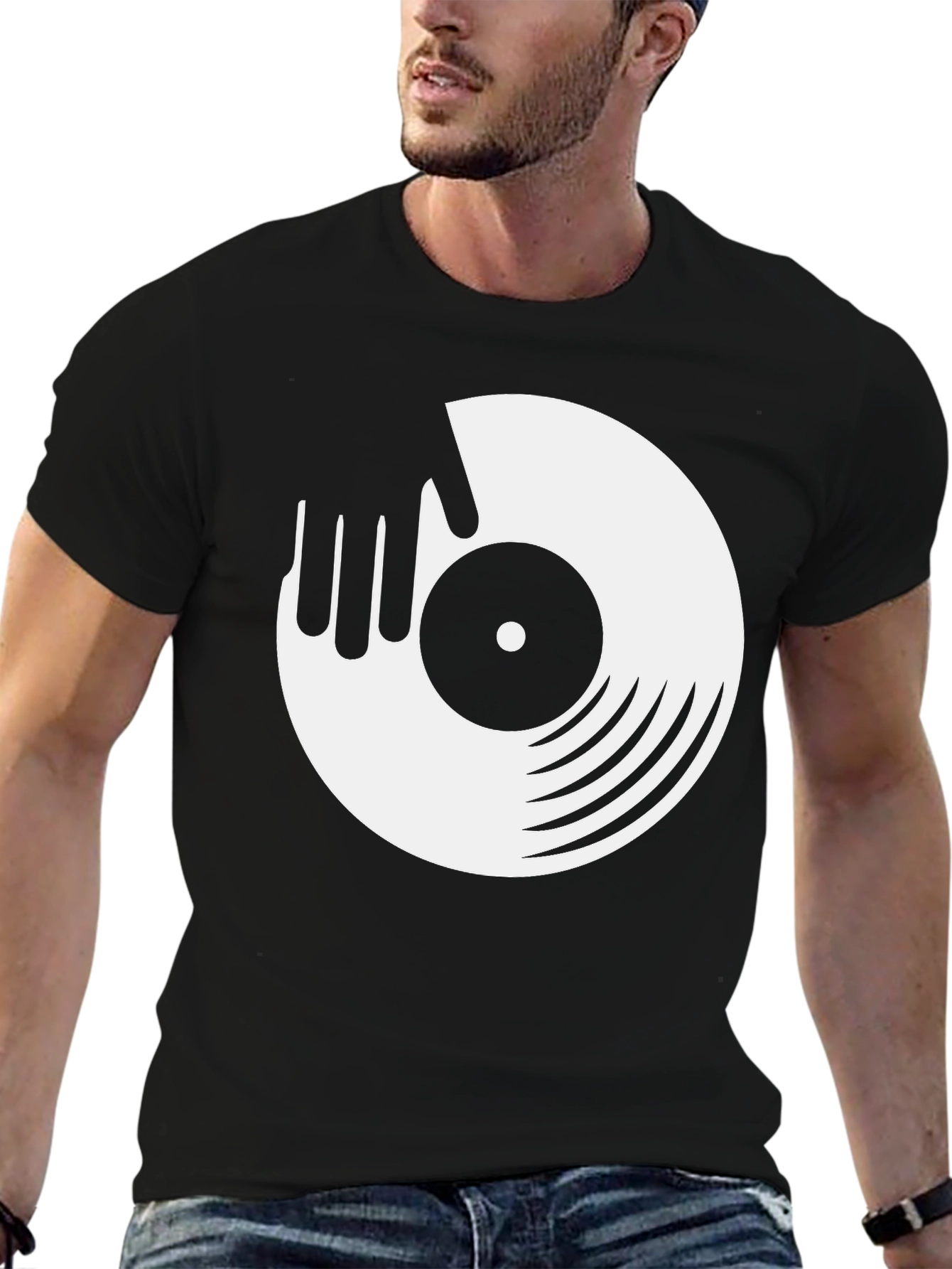 DJ Record Graphic Tee - Black
