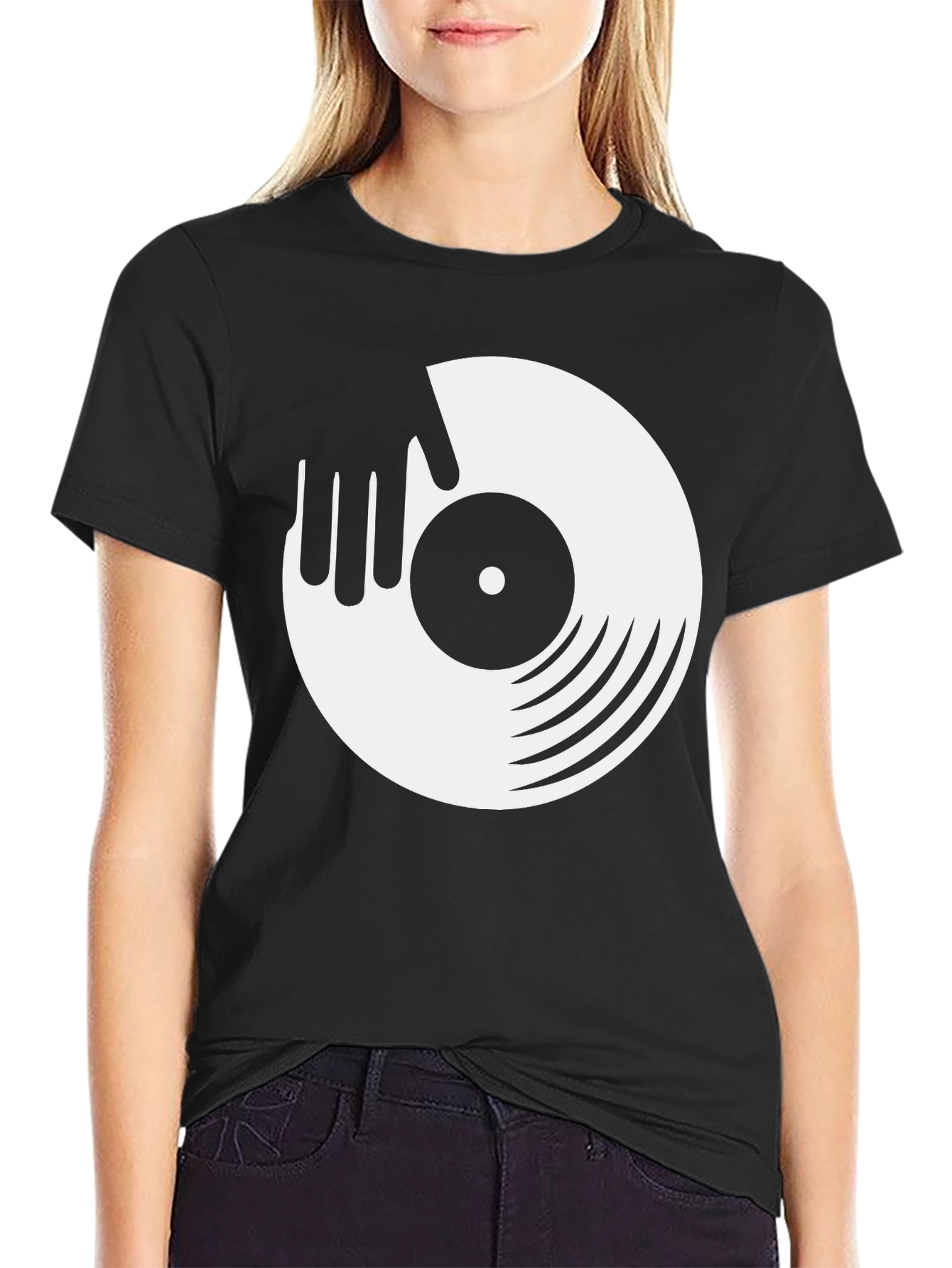 DJ Record Graphic Tee - Black