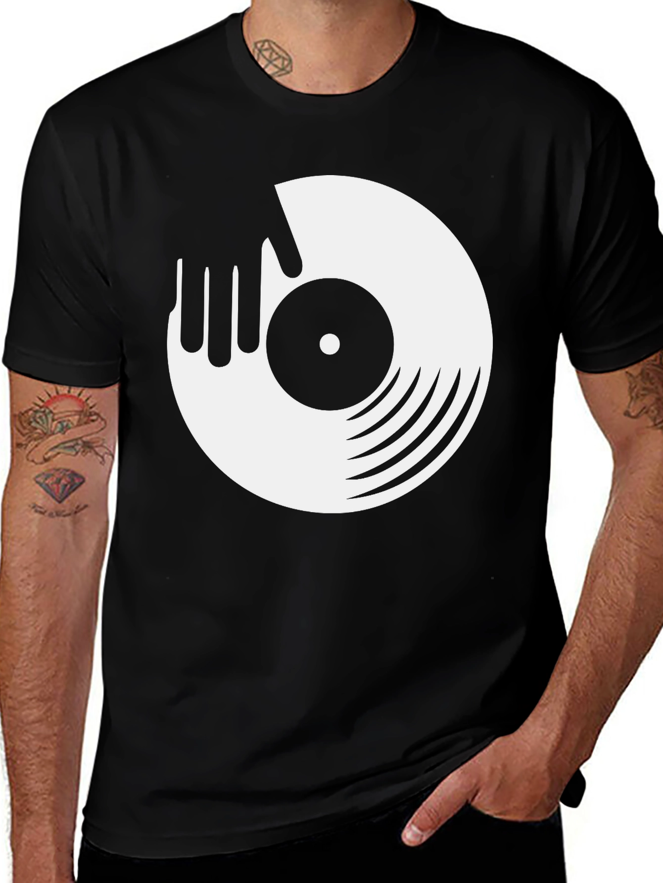 DJ Record Graphic Tee - Black