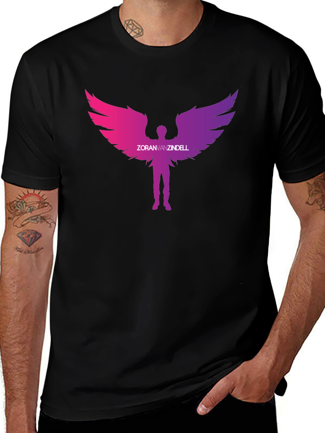 Zoran Vanzindell Angel Wings Black T-Shirt