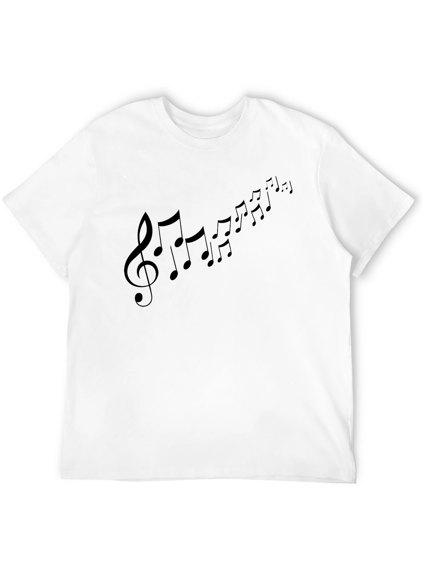 Musical Note Print Black T-Shirt