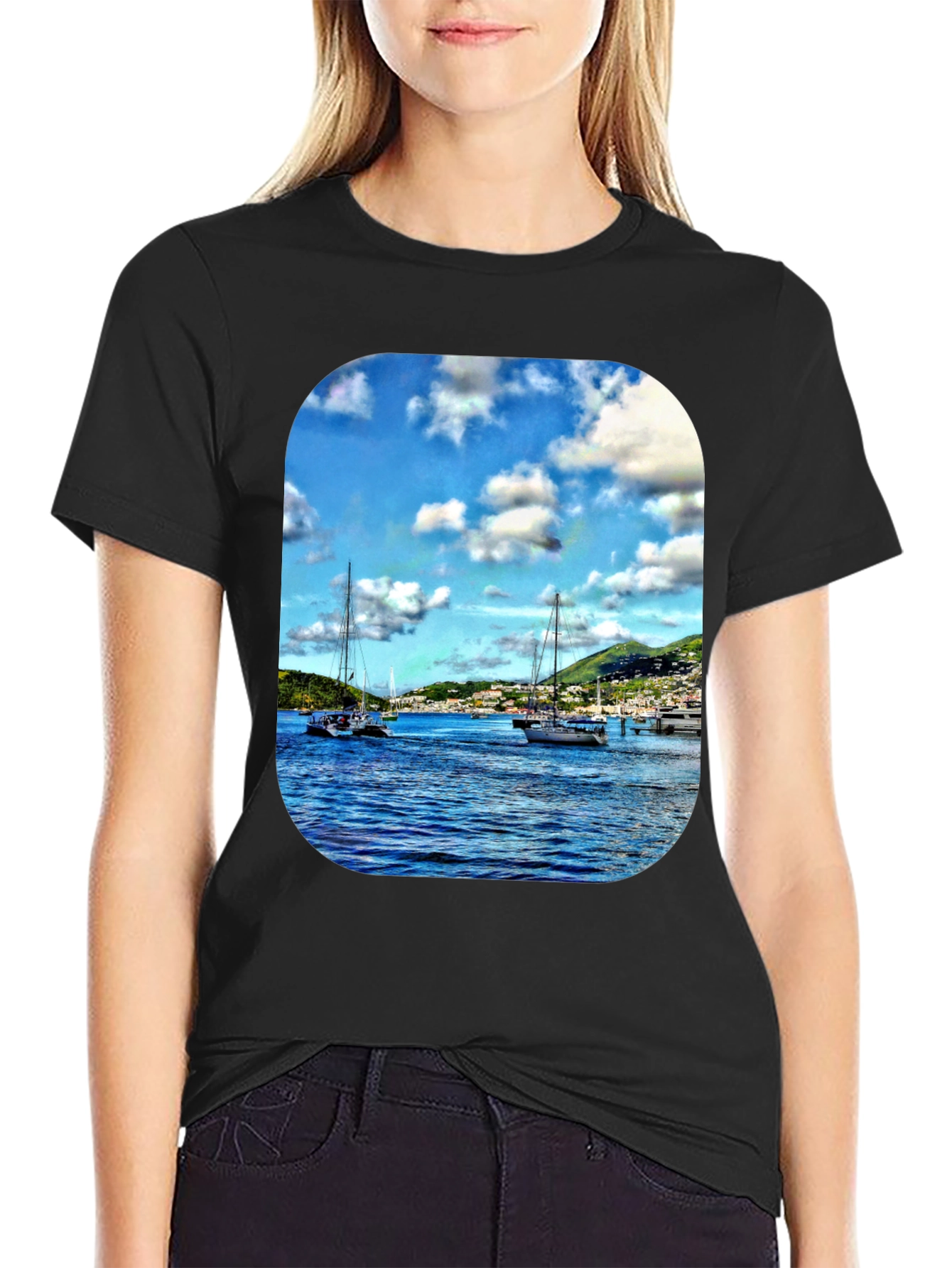 Nautical Sailboat Graphic T-Shirt - Mens Black Tee