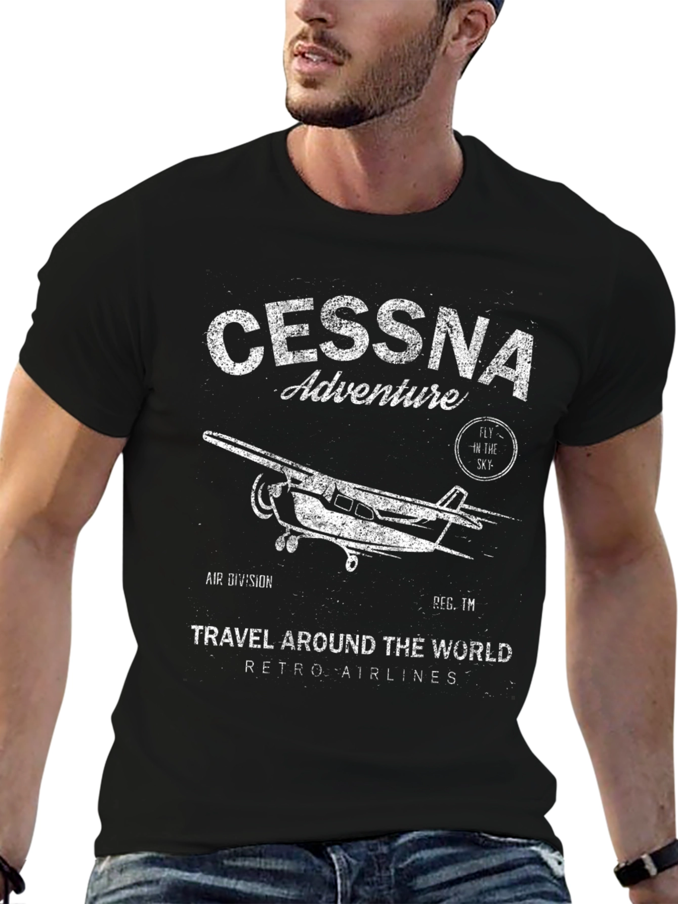 Cessna Adventure Retro Airlines Graphic Tee