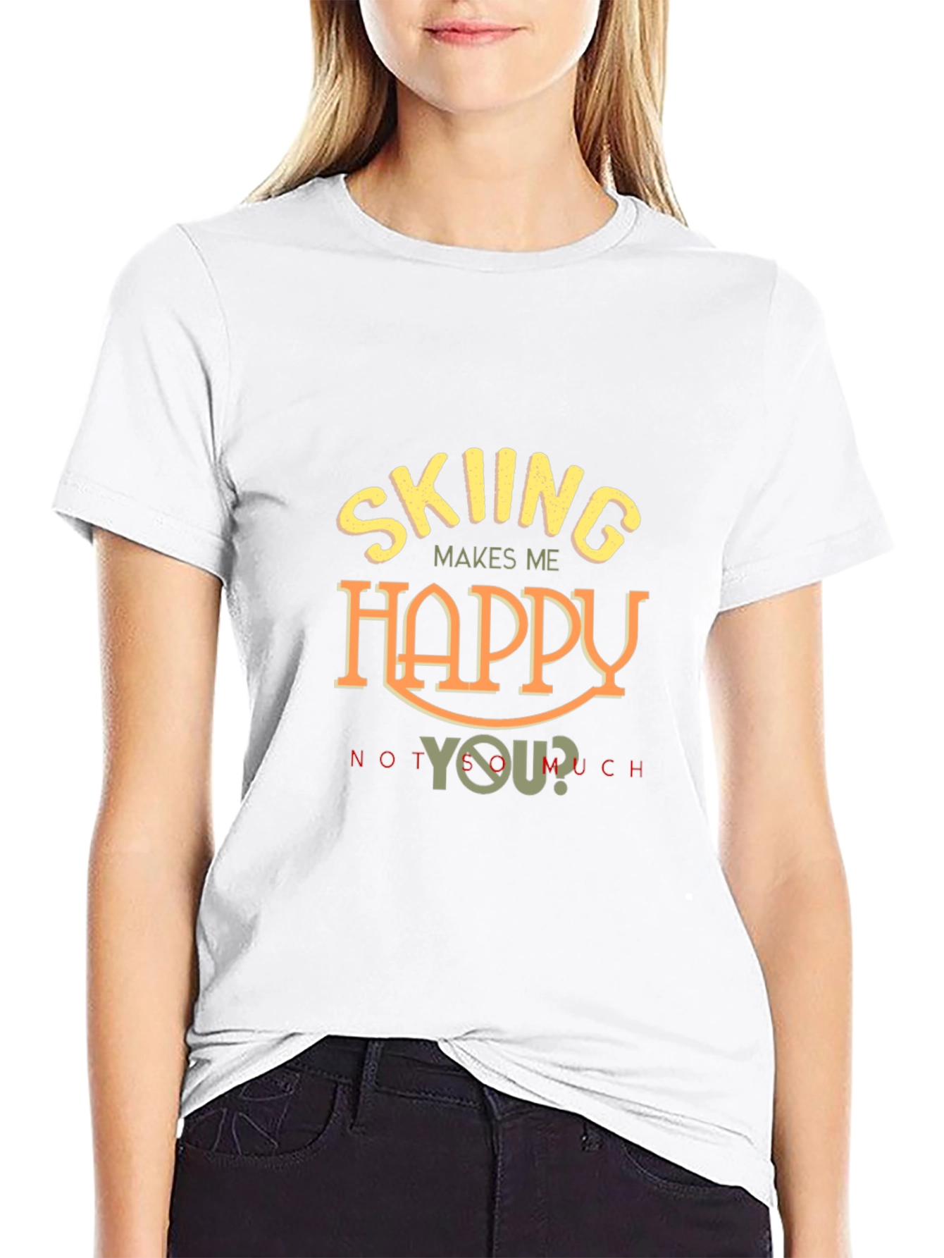 Skiing Makes Me Happy T-Shirt - Funny Ski Tee