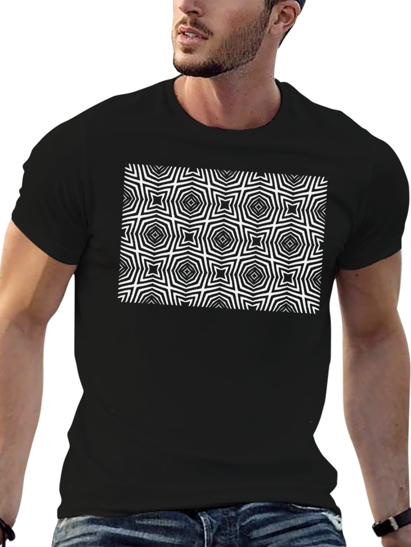 Geometric Pattern T-Shirt - Modern Op Art Design