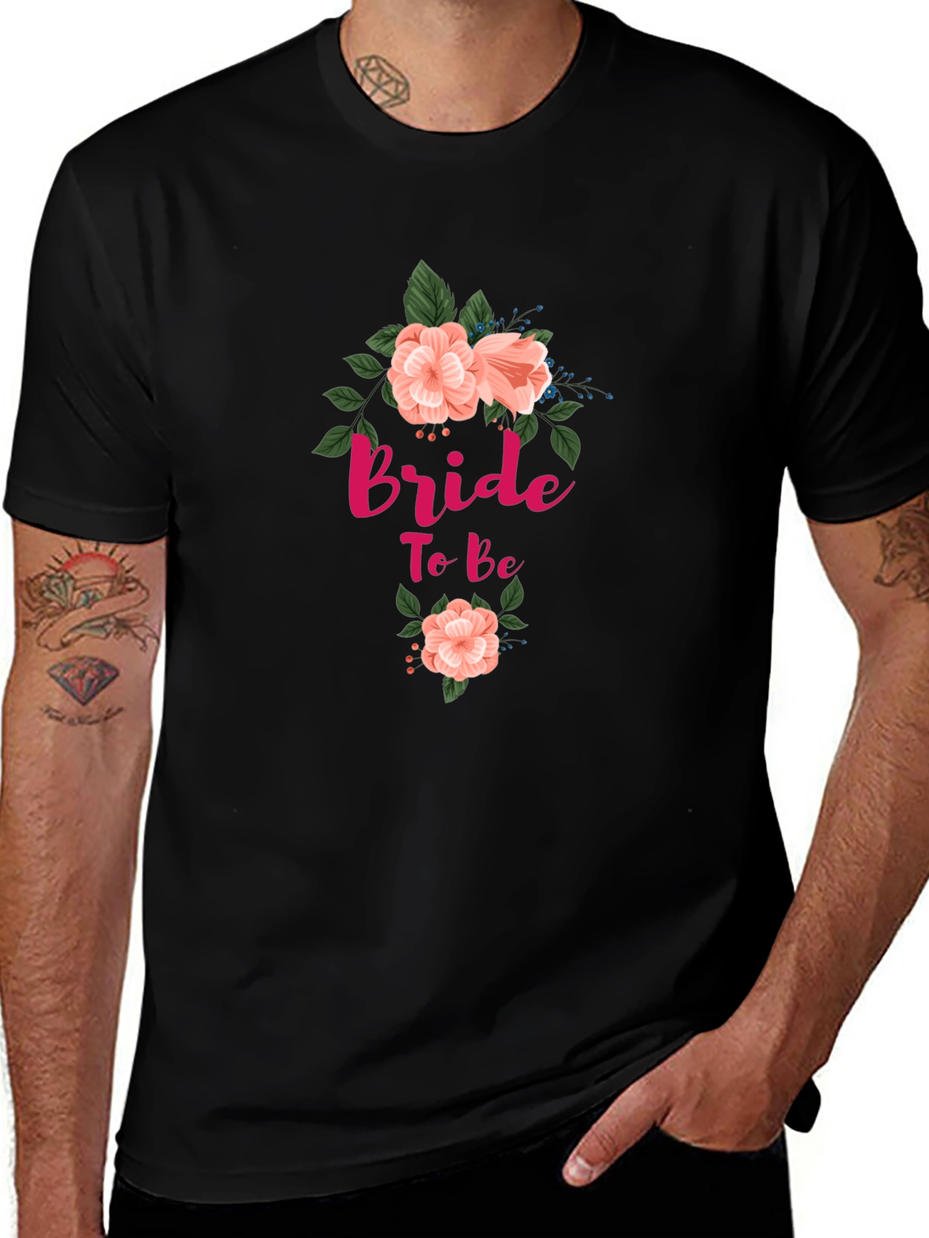 Bride To Be Floral T-Shirt - Black