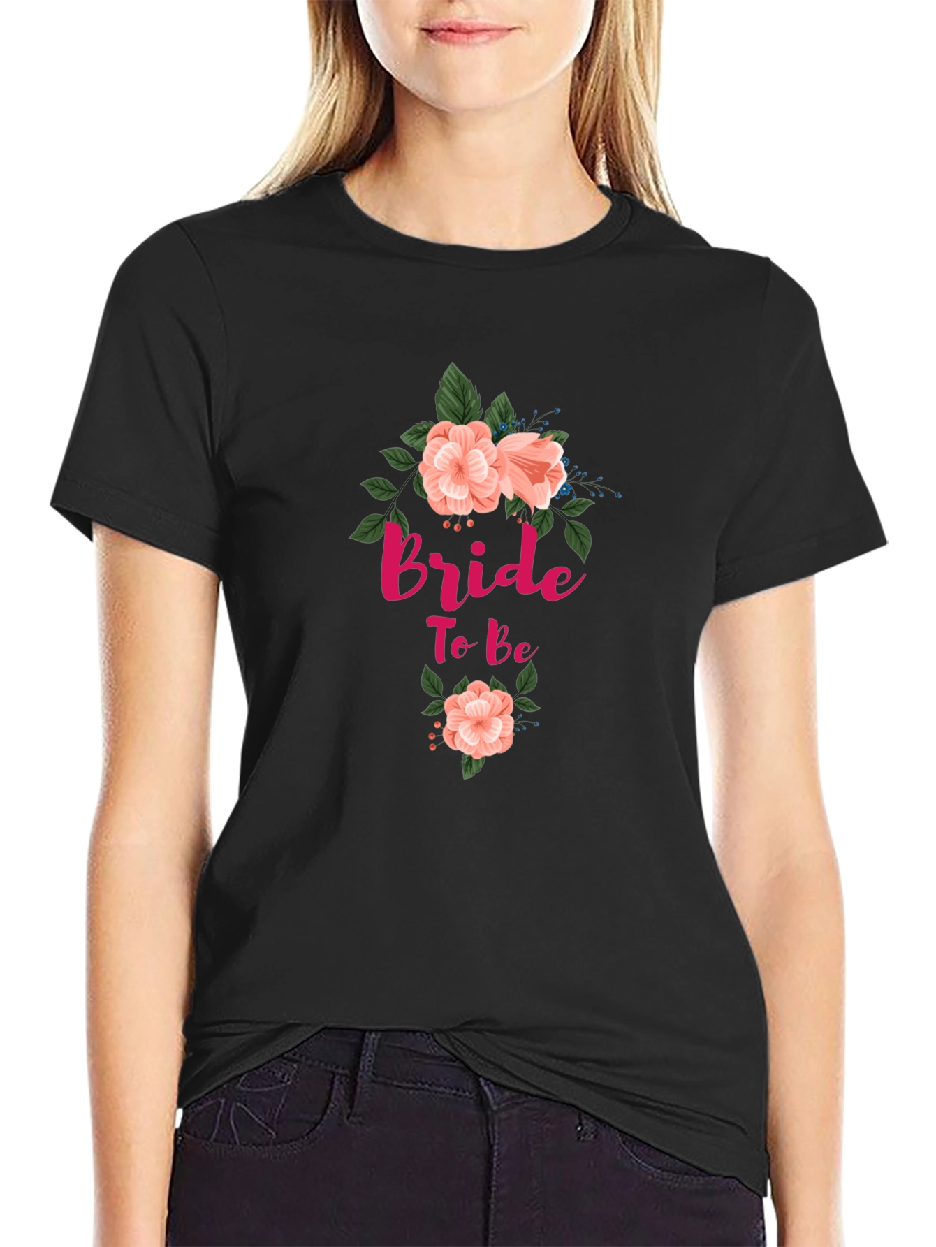 Bride To Be Floral T-Shirt - Black