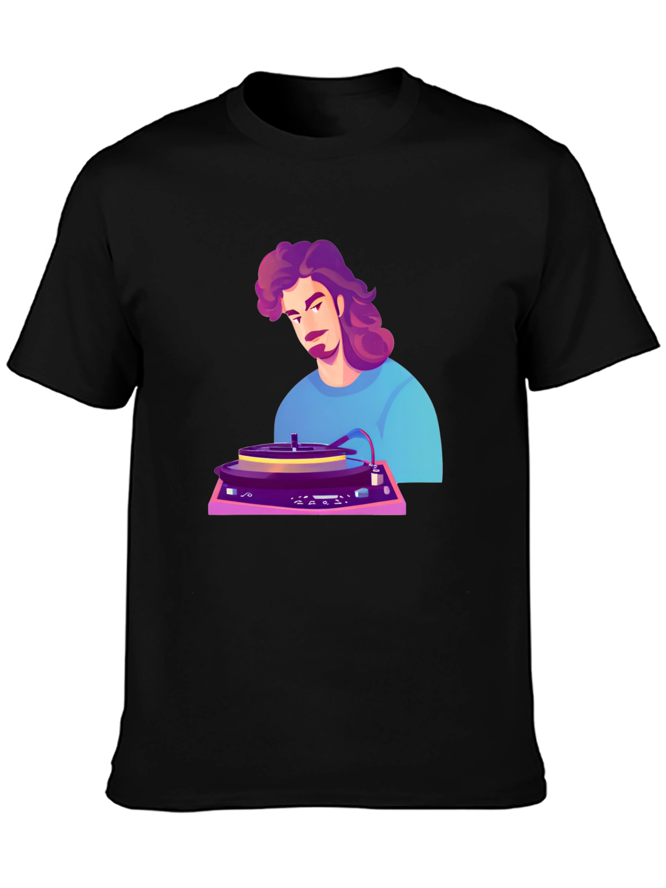 Retro DJ Cartoon Black T-Shirt