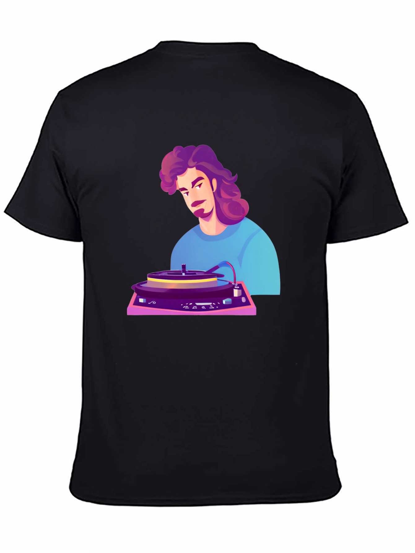 Retro DJ Cartoon Black T-Shirt