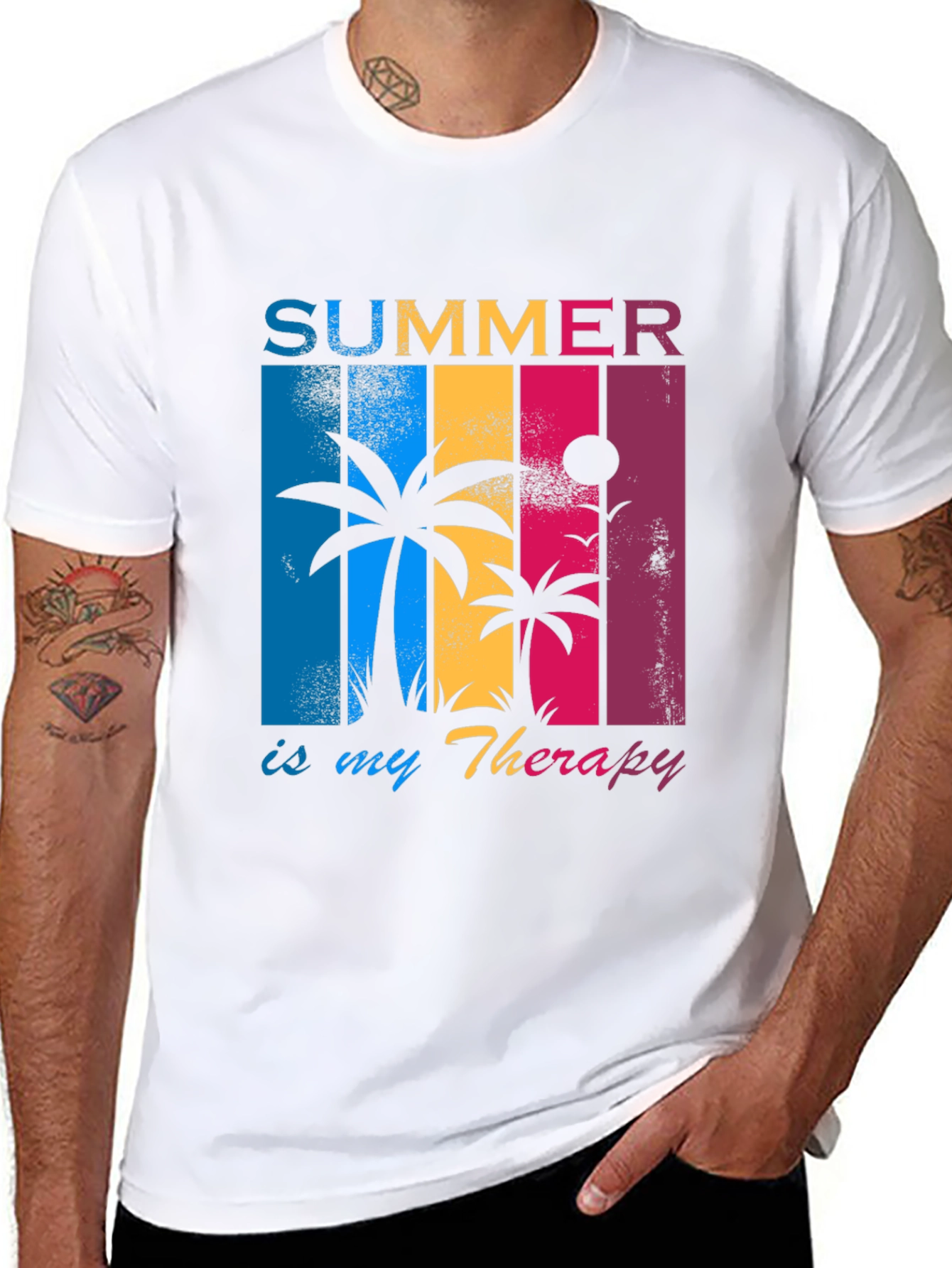 Summer Therapy T-Shirt - Tropical Palm Tree Design