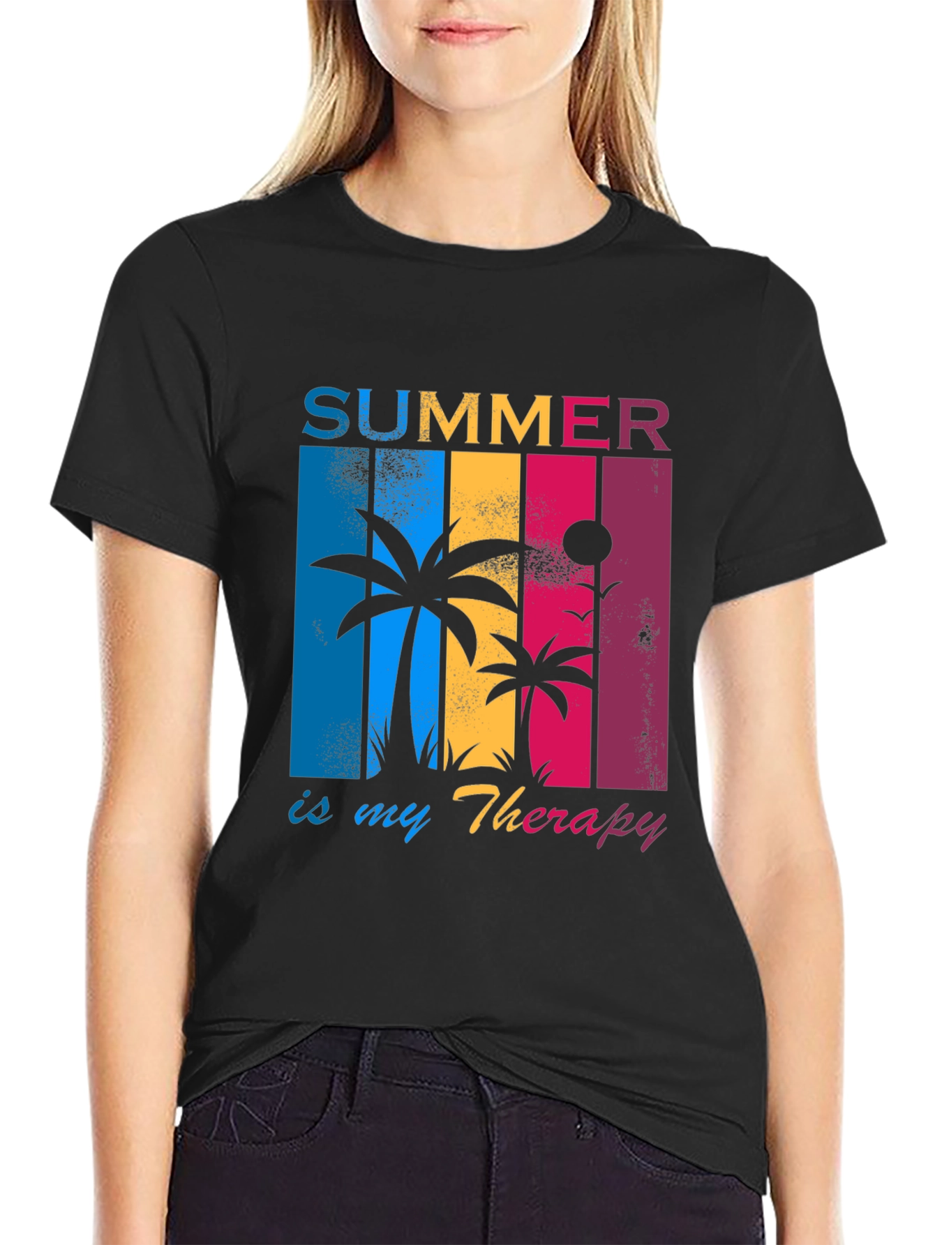 Summer Therapy T-Shirt - Tropical Palm Tree Design