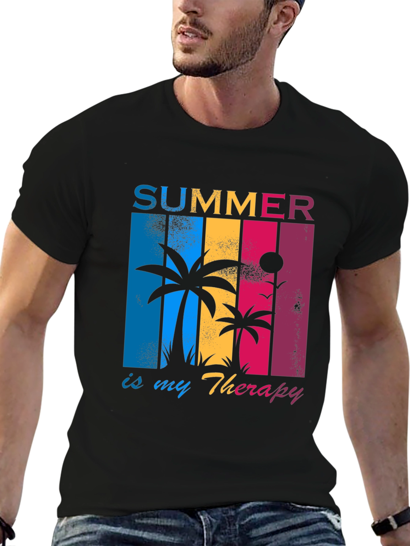 Summer Therapy T-Shirt - Tropical Palm Tree Design