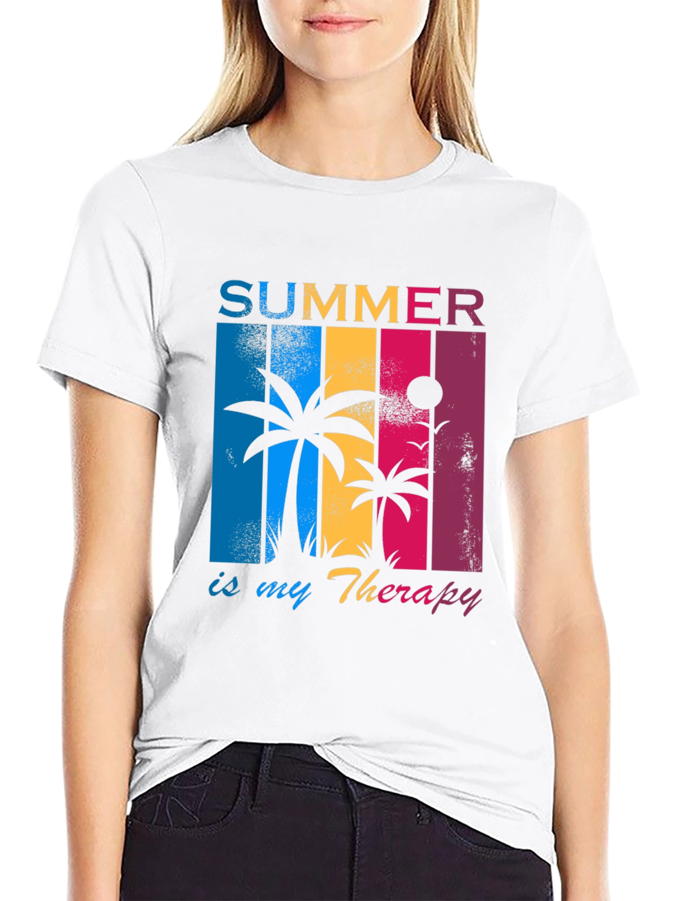 Summer Therapy T-Shirt - Tropical Palm Tree Design