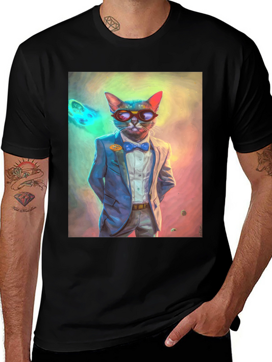 Cool Cat T-Shirt - Suave Feline in a Suit