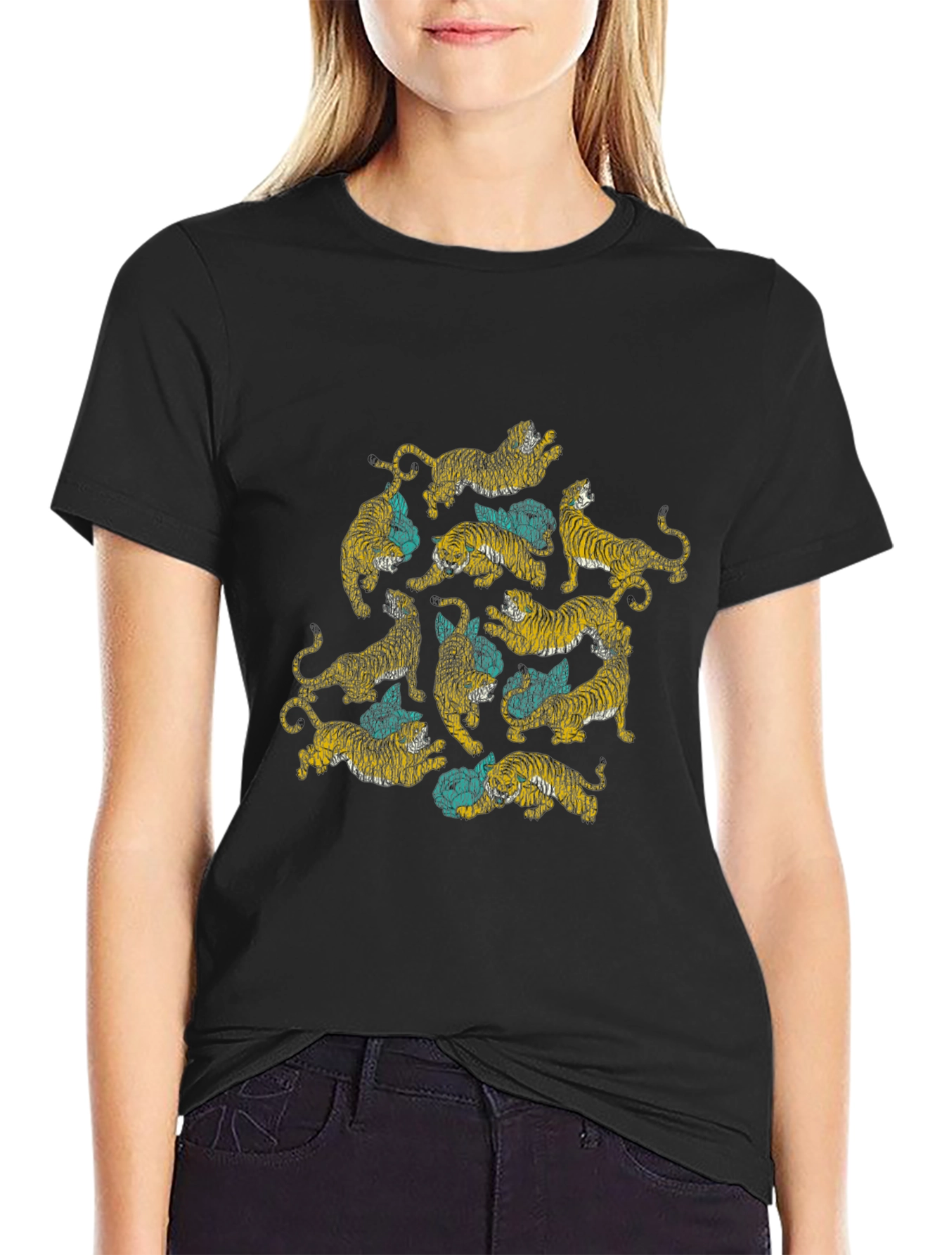 Graphic Tiger Print Crew Neck T-Shirt