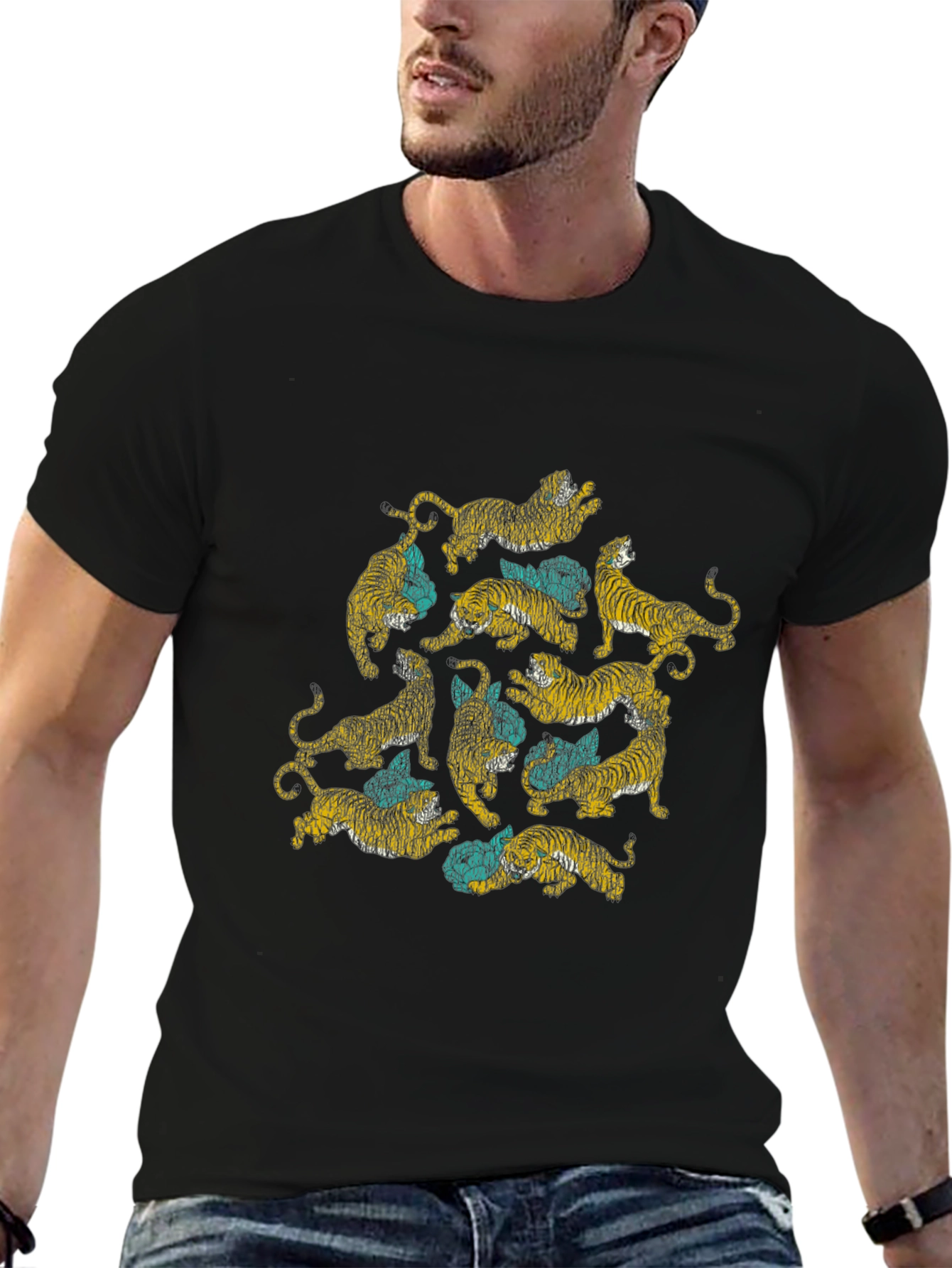 Graphic Tiger Print Crew Neck T-Shirt