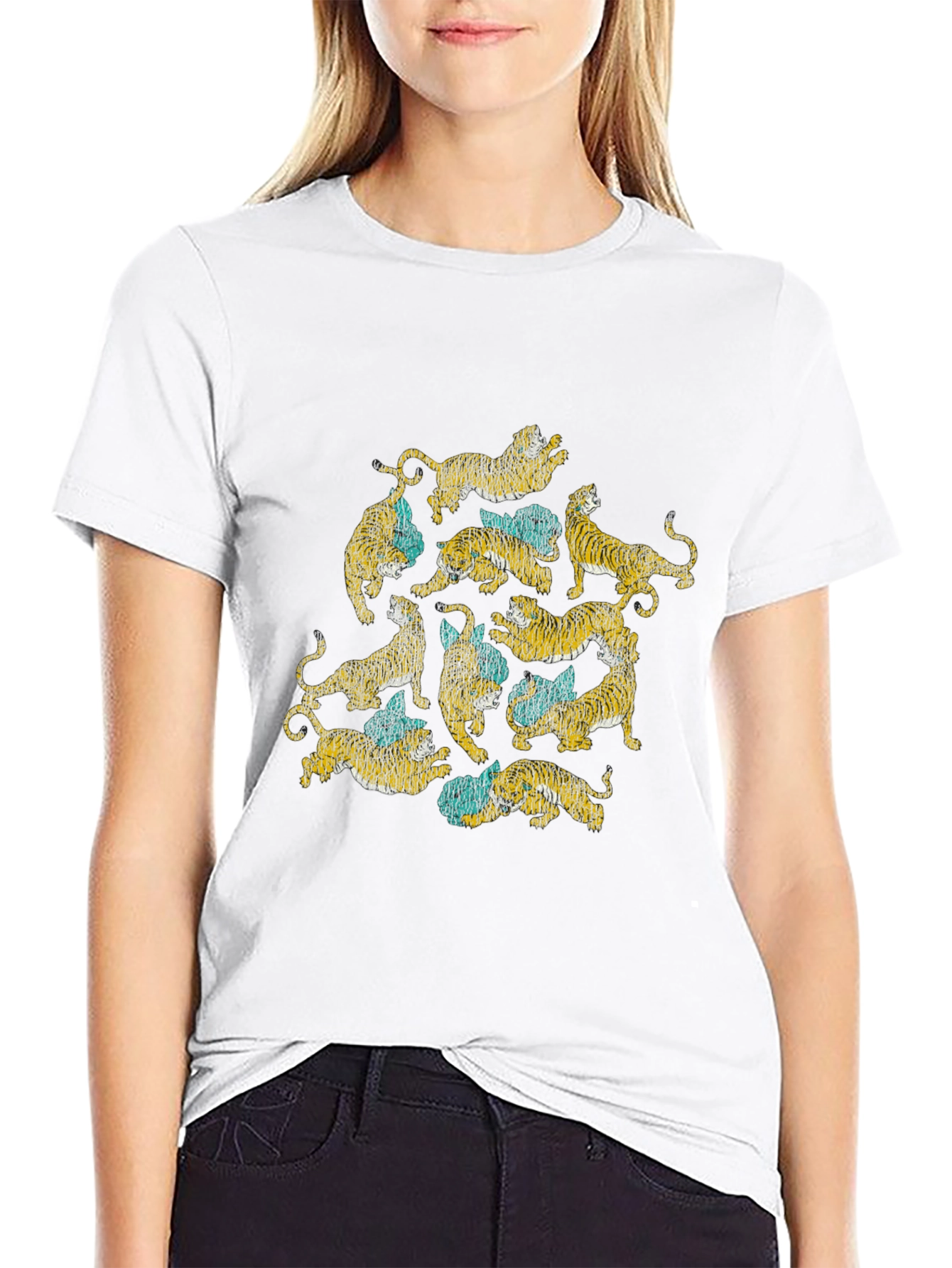 Graphic Tiger Print Crew Neck T-Shirt