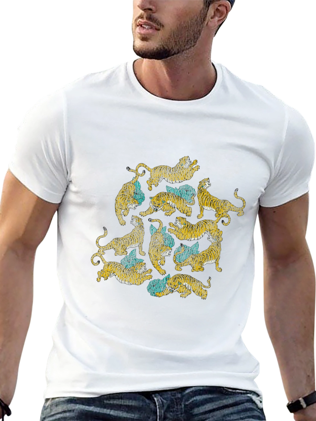Graphic Tiger Print Crew Neck T-Shirt