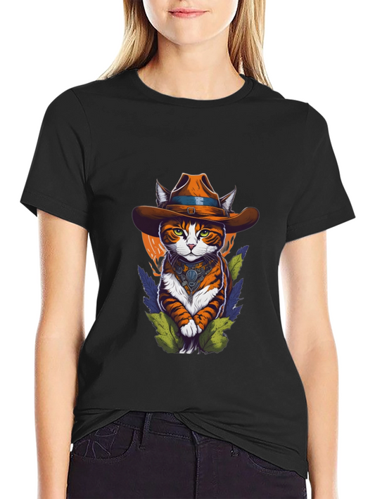 Cowboy Cat Graphic Tee - Western Style Cool
