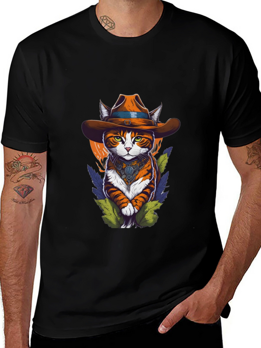 Cowboy Cat Graphic Tee - Western Style Cool