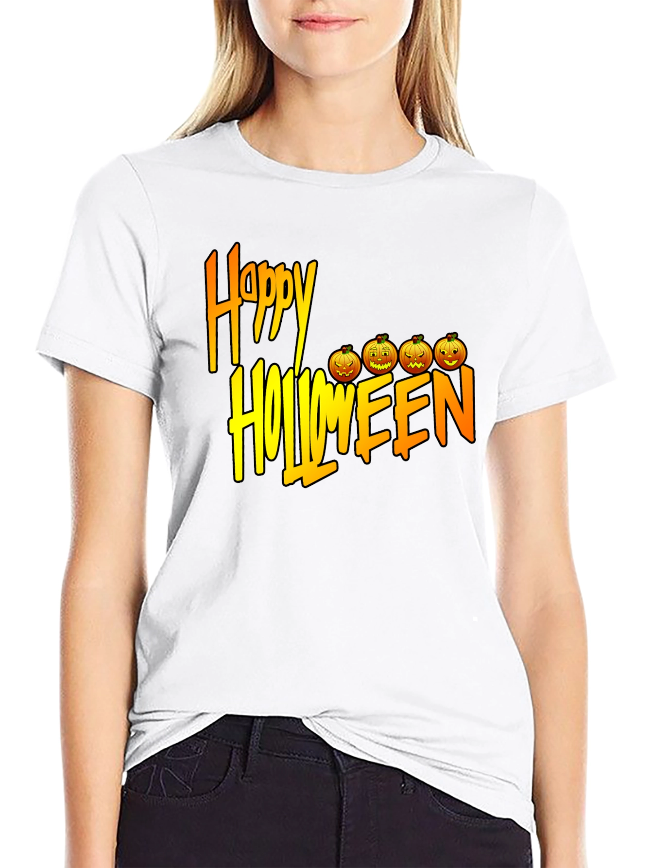 Happy Halloween Black Graphic T-Shirt