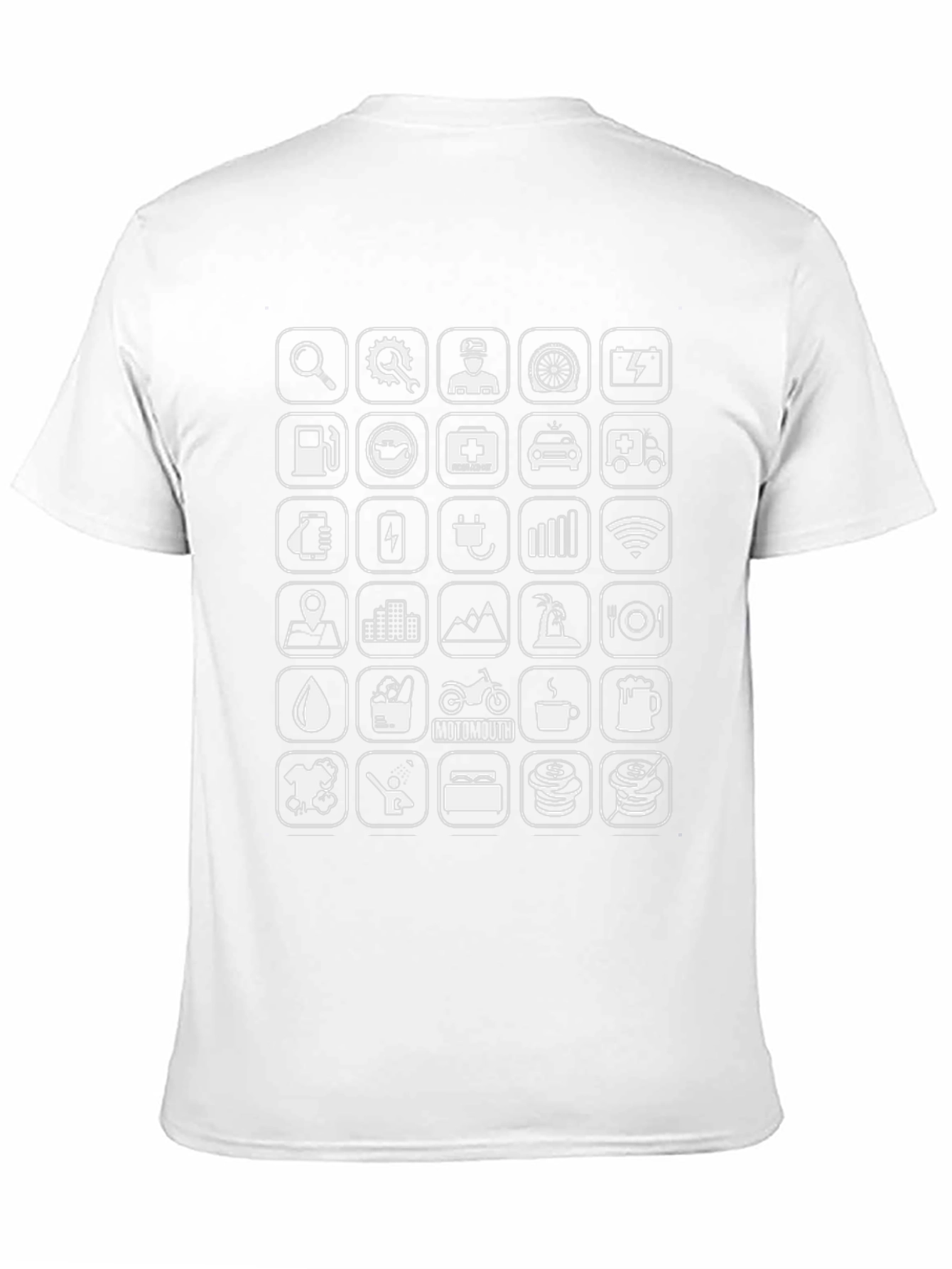 Mens Black Graphic T-Shirt - Road Trip Icons