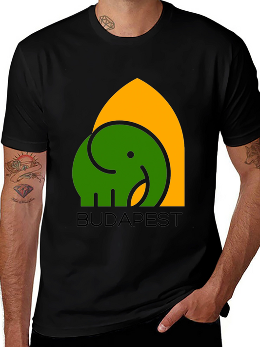 Budapest Elephant Graphic T-Shirt - Black
