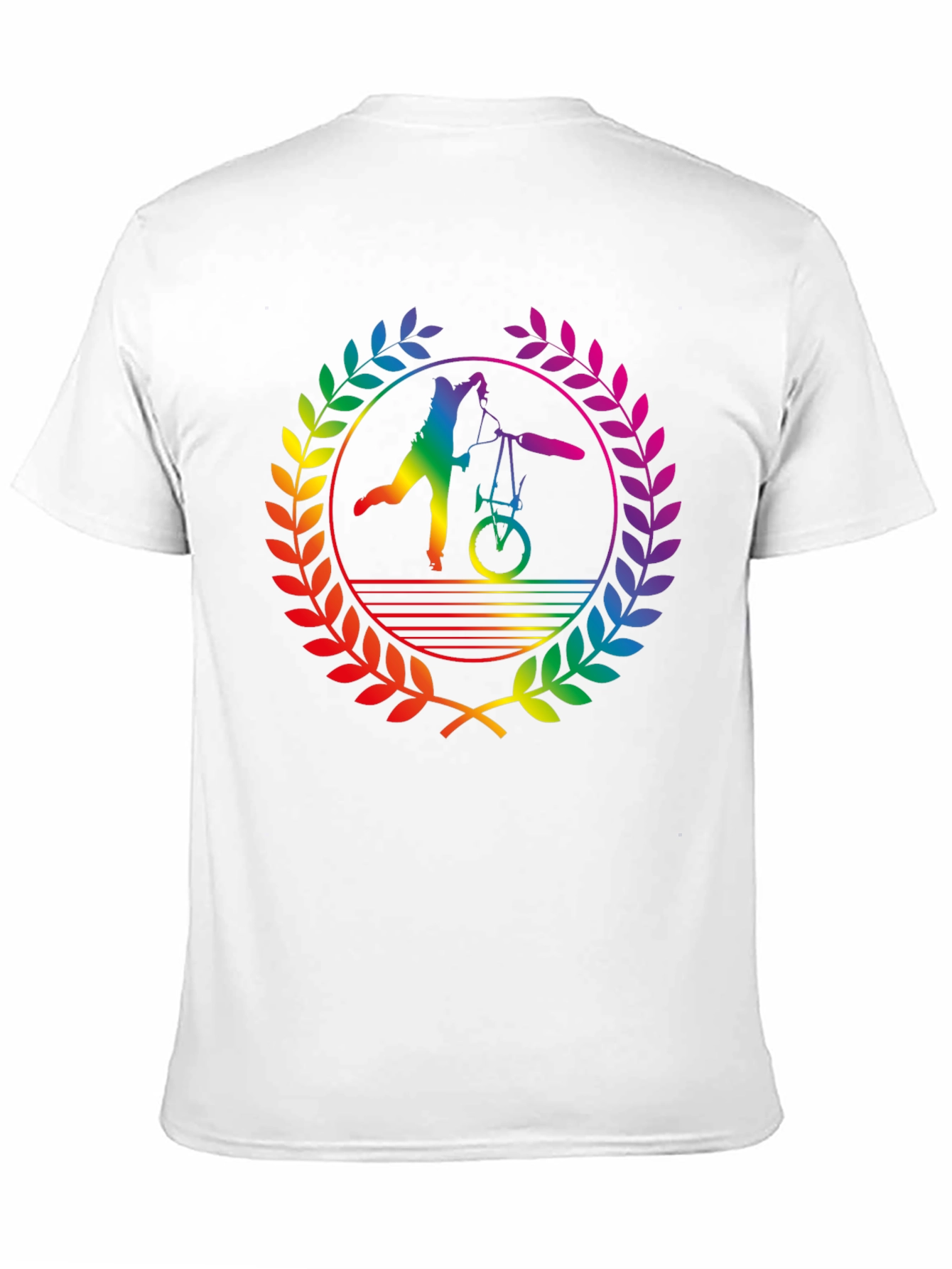 Rainbow Bicycle Silhouette Black T-Shirt
