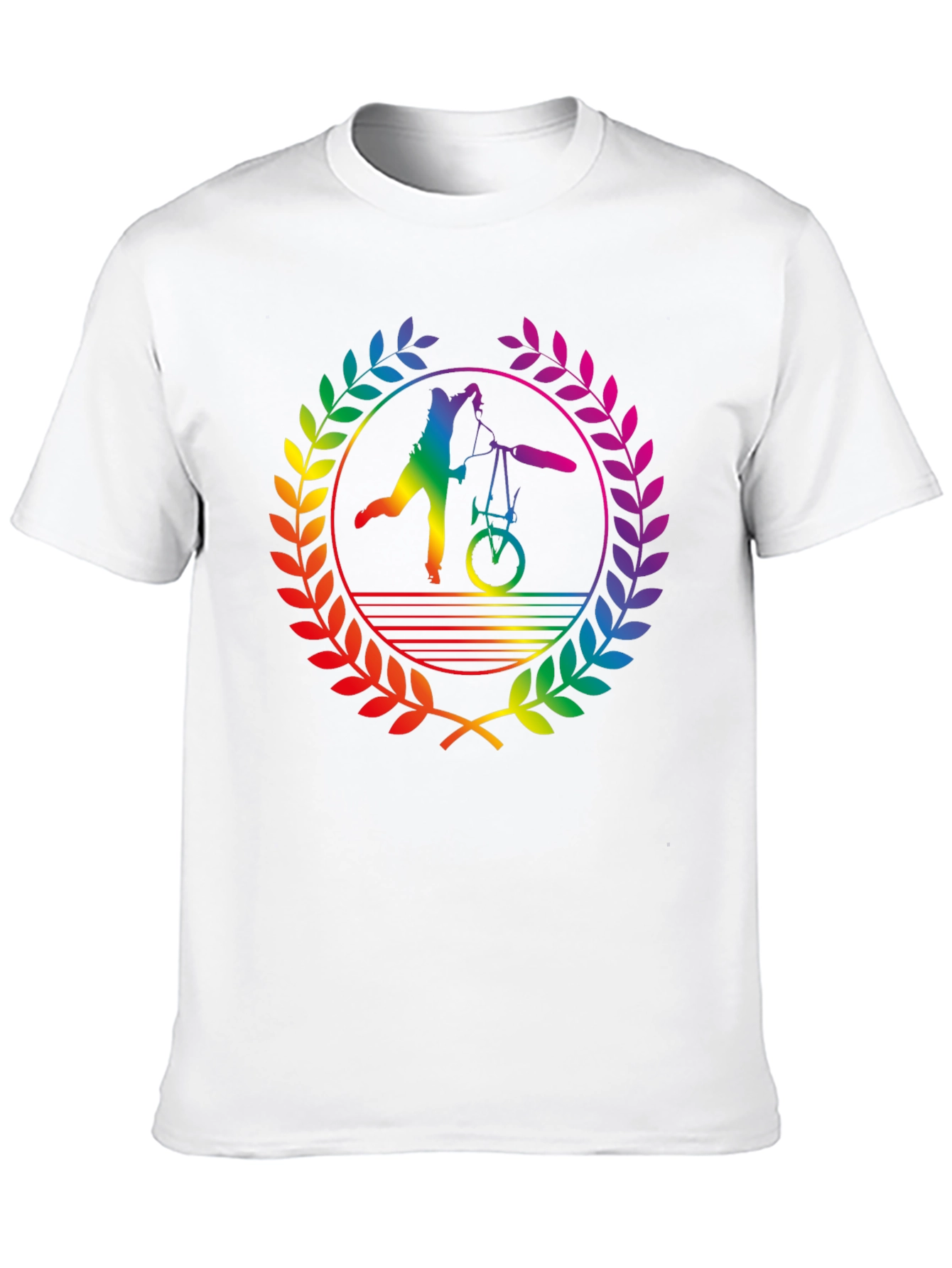 Rainbow Bicycle Silhouette Black T-Shirt